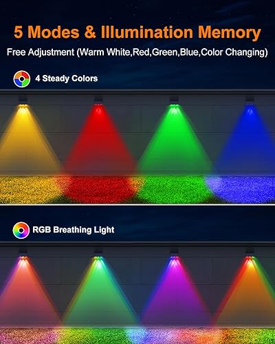 Miniatura 5 de GVSHINE Luces solares para valla al aire libre, impermeables, paquete de 8 luces solares de pared de 3 lentes para exteriores, 5 modos de luz blanca