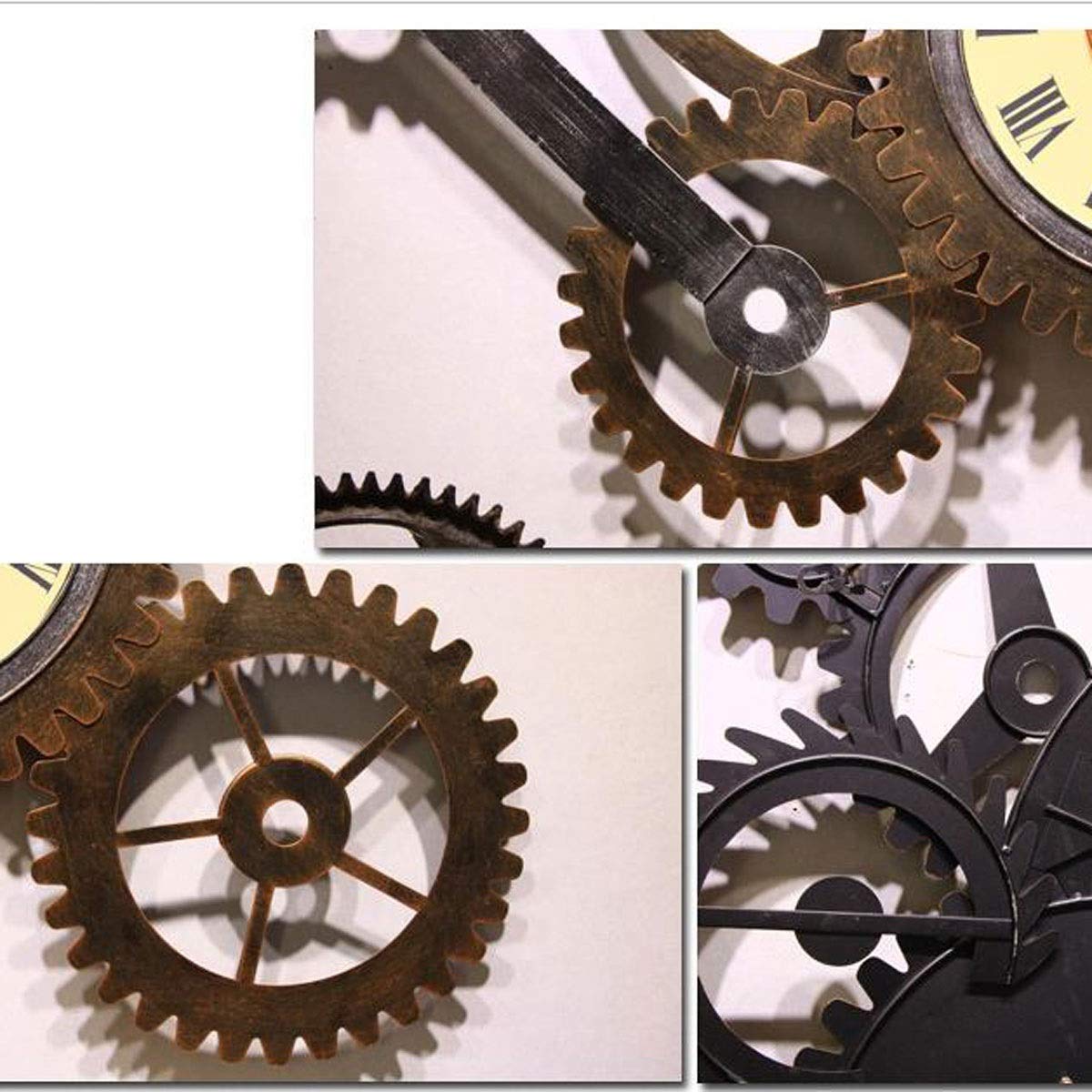 Reloj de Pared Estilo Industrial, Reloj con Engranaje Retro, silencioso Roma, Creativo for decoración Bar y cafetería