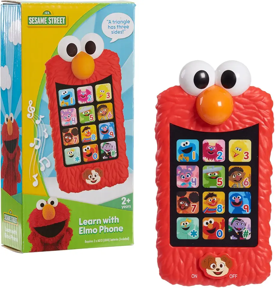 SESAME STREET Learn with Elmo Pretend Play Phone, Learning and Education, Officially Licensed Kids Toys for Ages 2 Up by Just Play