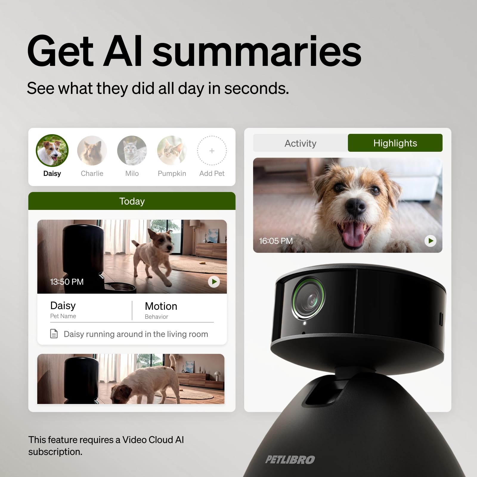 PETLIBRO Dog Camera with Phone App, 360° Auto Tracking Pet Camera Indoor with Phone App for Home Alone Pets, Cat & Puppy Camera with 2-Way Audio, Night Vision, Indoor Camera WiFi view 3