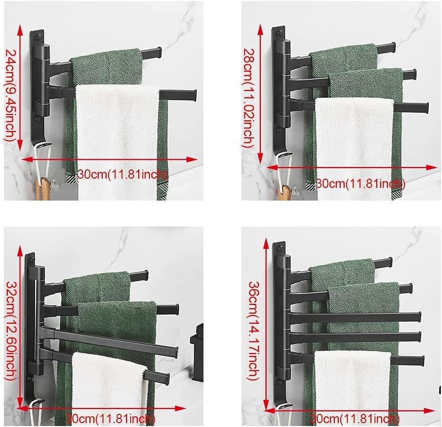 Porte-serviettes mural en aluminium spatial design noir mat - 3