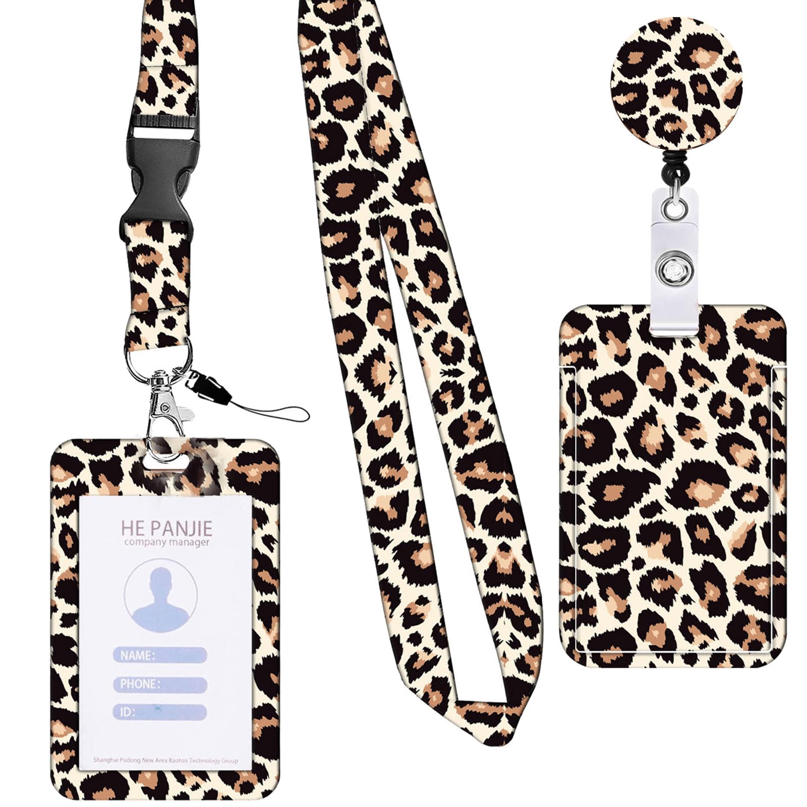 Xjdzineq Retractable Lanyard with Card Holder Leopards Print Card Badge with Lanyard for Nurse Doctor Teacher Nurse Badge