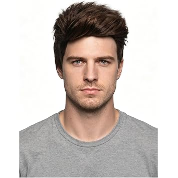 Stylish Brown Men Wig Short Layered Brown Wig for Man