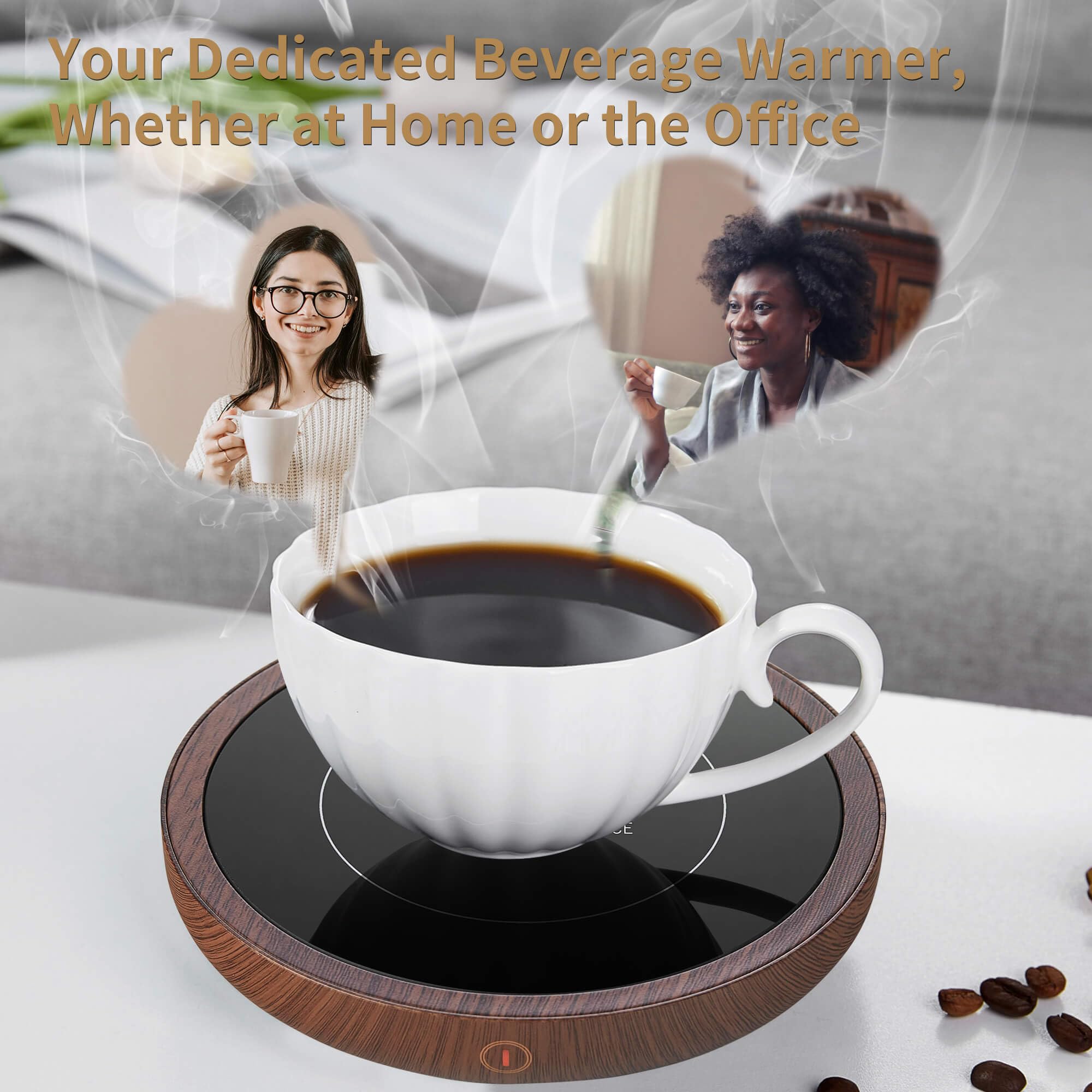 Calentador de tazas de café para computadora 4 horas, calentador de tazas de café inteligente con 3 ajustes de temperatura, plato eléctrico para café, leche, té