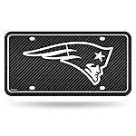 Rico Industries NFL Football New England Patriots Carbon Fiber Metal Auto Tag 6 x 12 - Great For Truck/Car/SUV