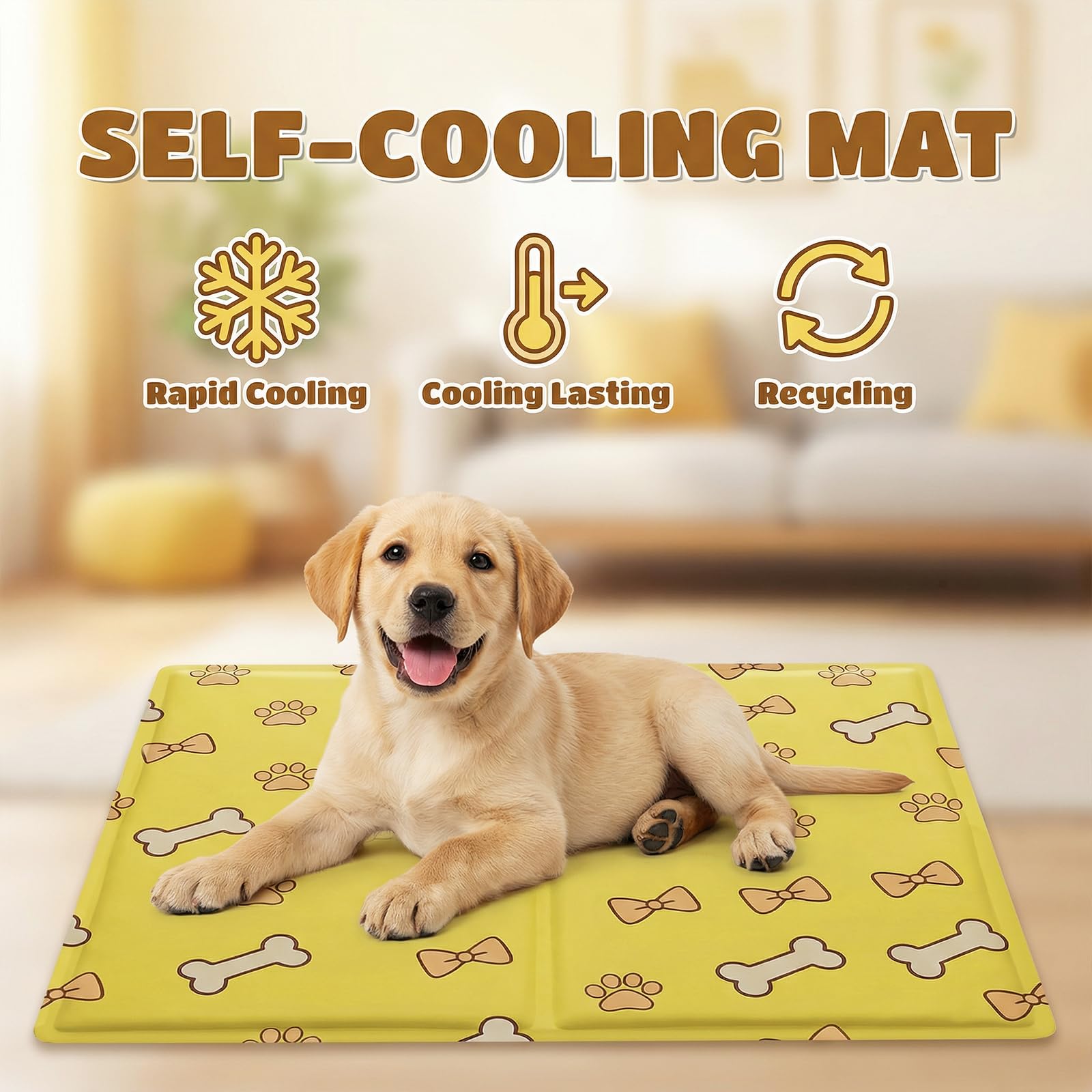 Qoosea Alfombra Refrescante para Perro Gato, Manta Refrigerante No Tóxicas para Animales Pet Cooling Mat, Plegable Alfombrilla de Refrigeración Automática Esterilla de Gel de Dormir Suave - 50 * 65CM