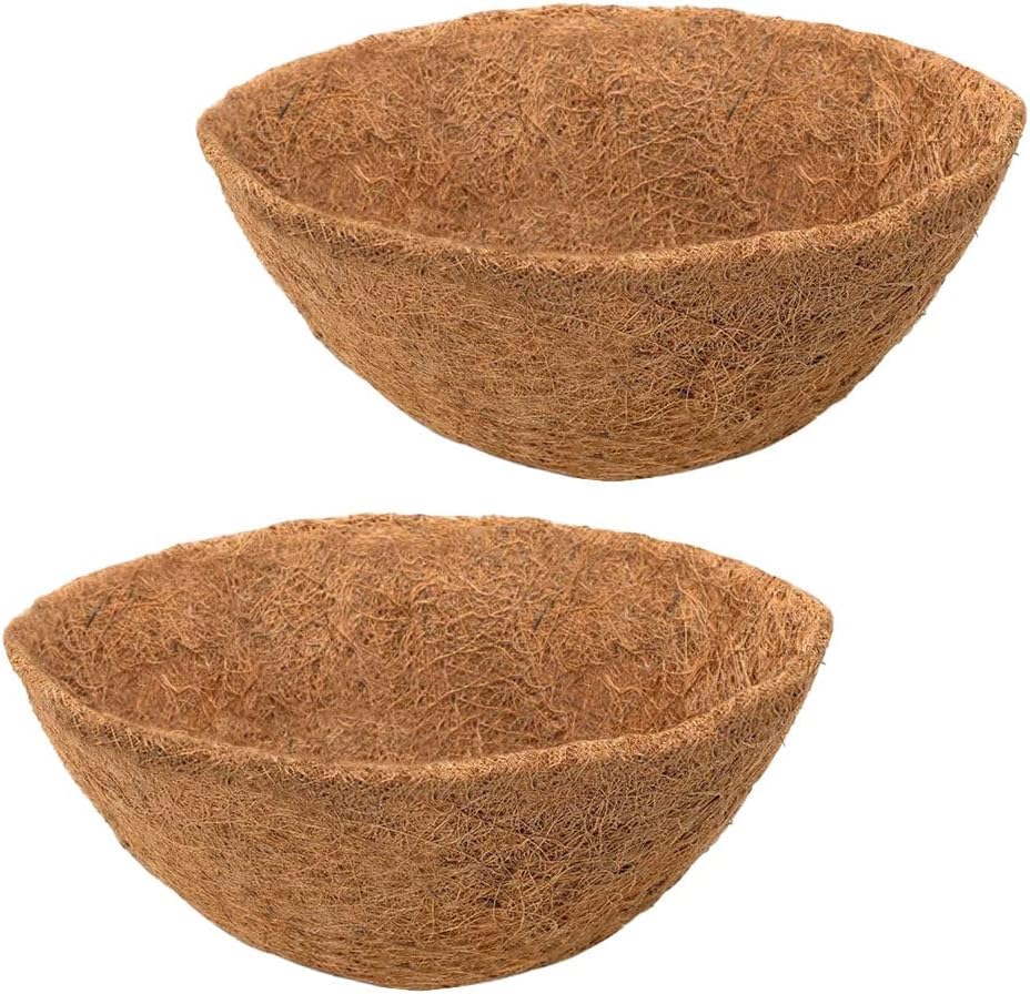 2 Pack Hanging Basket Liners, Round Coco Coir Liners for Hanging Baskets, Natura