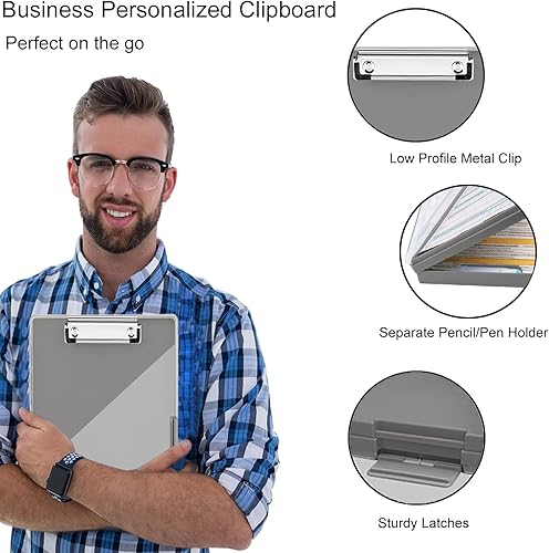Miniatura 3 de Portapapeles con almacenamiento, tablones de clip Cleaview de 8.5 x 11, con 2 fundas de almacenamiento, portapapeles de almacenamiento de panel