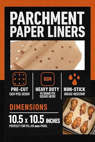 Miniatura 9 de Hojas perforadas de papel pergamino para freidora de aire de 9 pulgadas, compatible con Ninja Foodi modelo FD401 de 8 cuartos y otras freidoras de