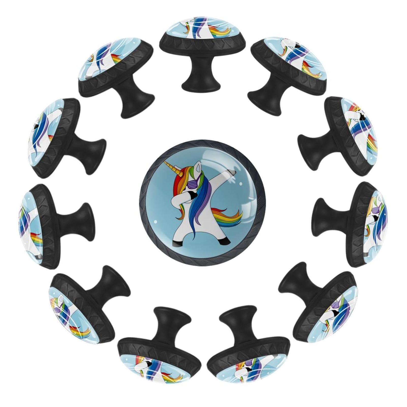 Boutons de tiroir licorne violette 35mm : lot de 12 boutons ronds pour commode enfant