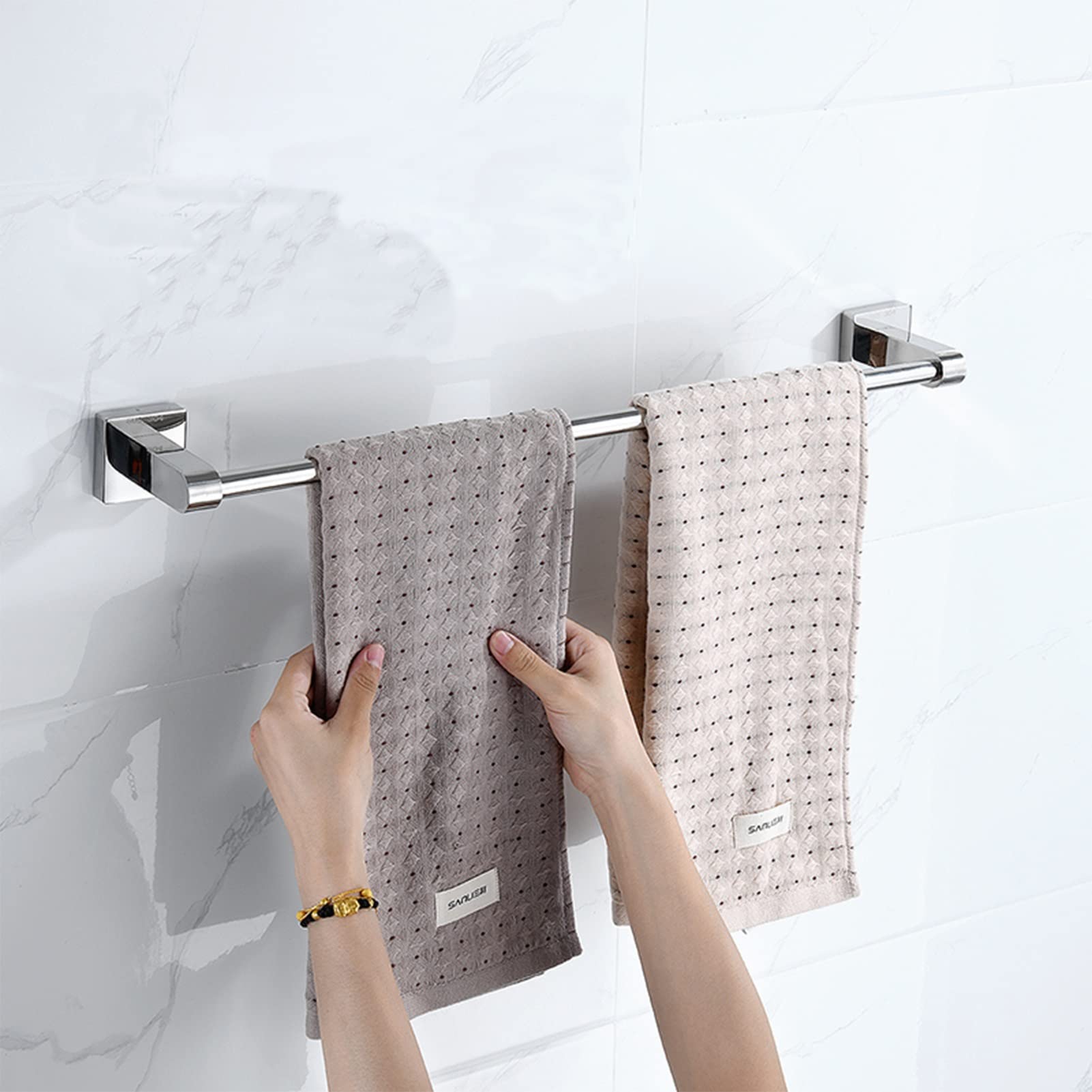 Aluminiumhandtuchregal Klappbares Badezimmer Handtuchhalter Einmalige Duschtuchstangenschiene Edelstahl Handtuchhalter Wand Handtuchsregal Schrauben Montage Quadratische Handtuchstange 40 cm - 100 cm