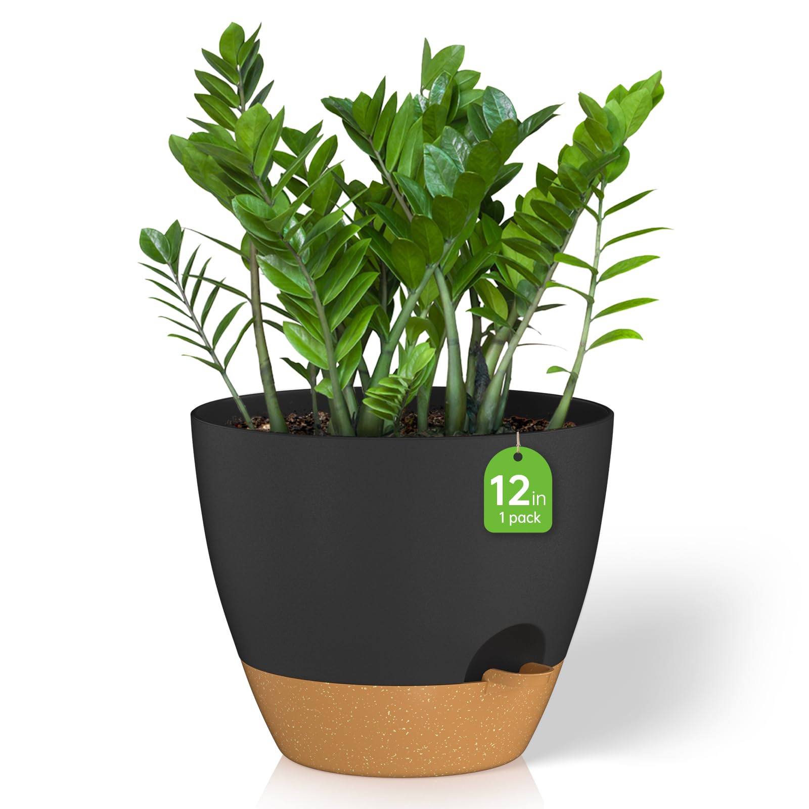 ZMTECH Plant Pots, 6.5'' Self Watering Plastic Planter with Drainage Hole and Saucer, Modern Decorative Flower Pot for Indoor Outdoor House Plants, Succulents, Flowers - White, 2 Pack — view 28
