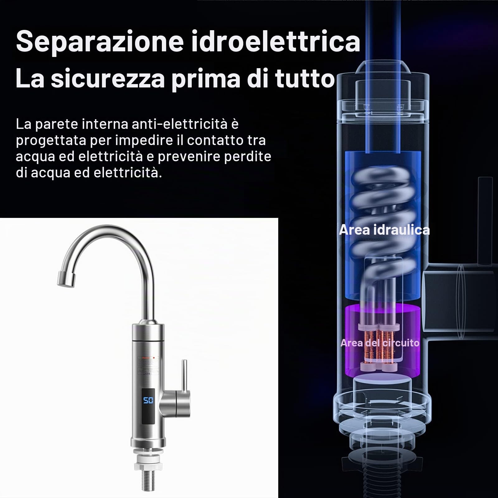 Rubinetto elettrico acqua calda 220 V 3000 W rubinetto scaldabagno istantaneo 360° LCD Torneira elettrico acqua quente rubinetto cucina acqua calda elettrica per cucina giardino bagno roulotte camper