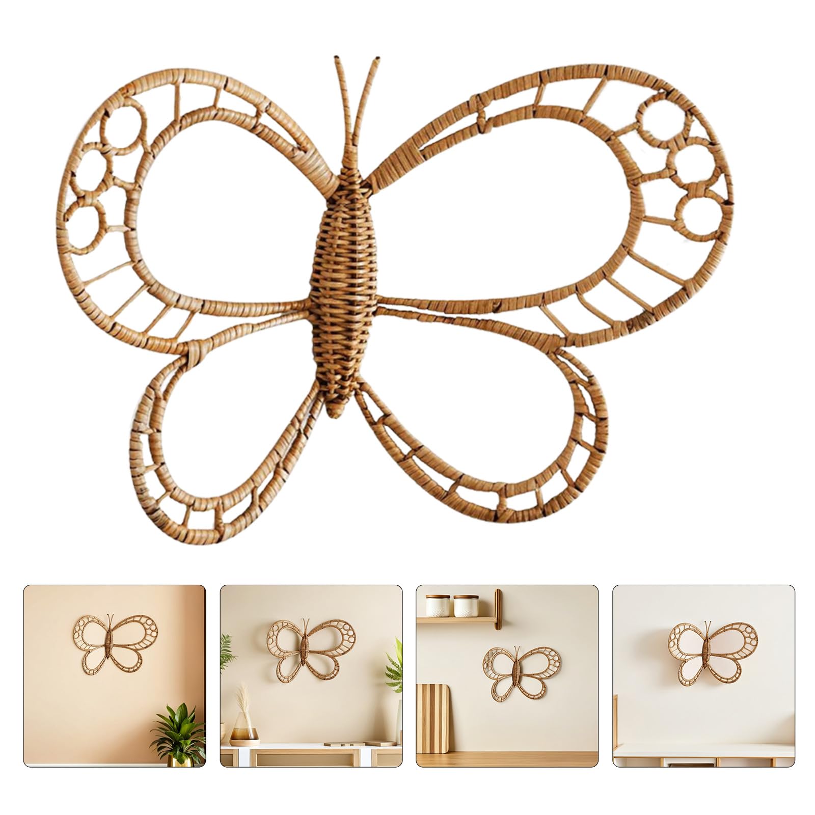 NOLITOY Decoración de Pared de Ratán Natural Escultura Tejida para Dormitorio y Habitación Infantil Arte Bohemio Grande para Sala y Jardín