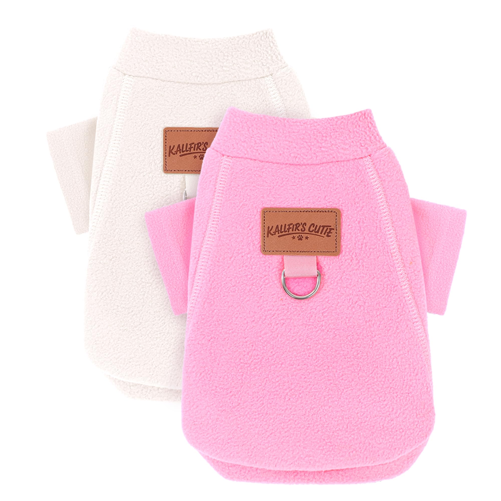 Photo 1 of 2 Pieces Dog Sweater Fleece Dog Winter Clothes for Small Dogs Girl Boy Turtleneck Puppy Sweatshirt Pet Pullover Sweaters Cat Apparel Clothing,XS, (Beige+Light Pink)