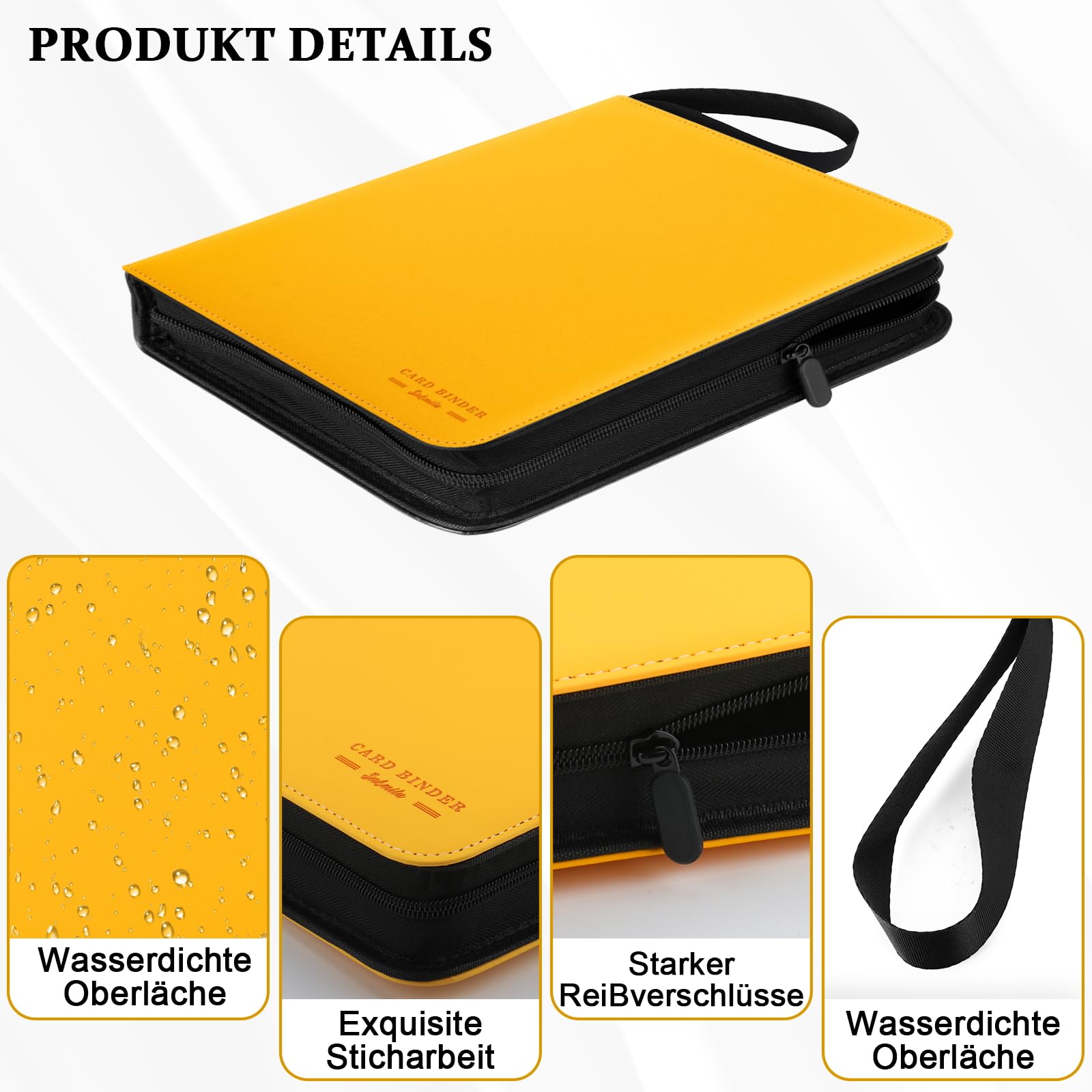 Trading Card Binder 9 Pocket,30 Pages Removable Sleeves Holds Up to 540 Card Folder,Card Album with Zippe for Collectible Games,Sports,TCG,MTG(Yellow) - Image 2