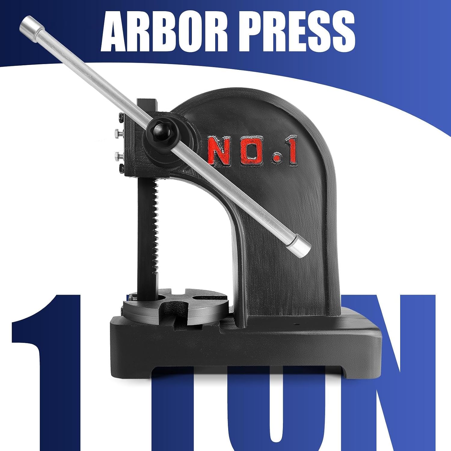 Arbor Press 1 Ton with Handwheel, 5.5" Maximum Height, Cast Iron Manual Punch Press for Metal Stamping and Leathercraft