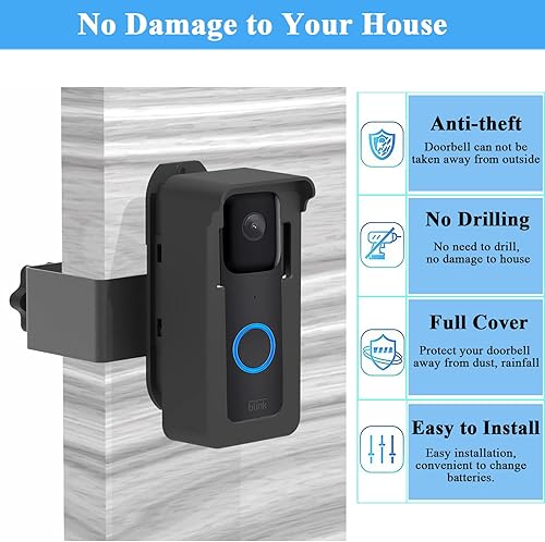 Miniatura 4 de Soporte antirrobo para timbre intermitente, kit de montaje en ángulo ajustable (hasta 110 grados de inclinación) para timbre de video Blink y
