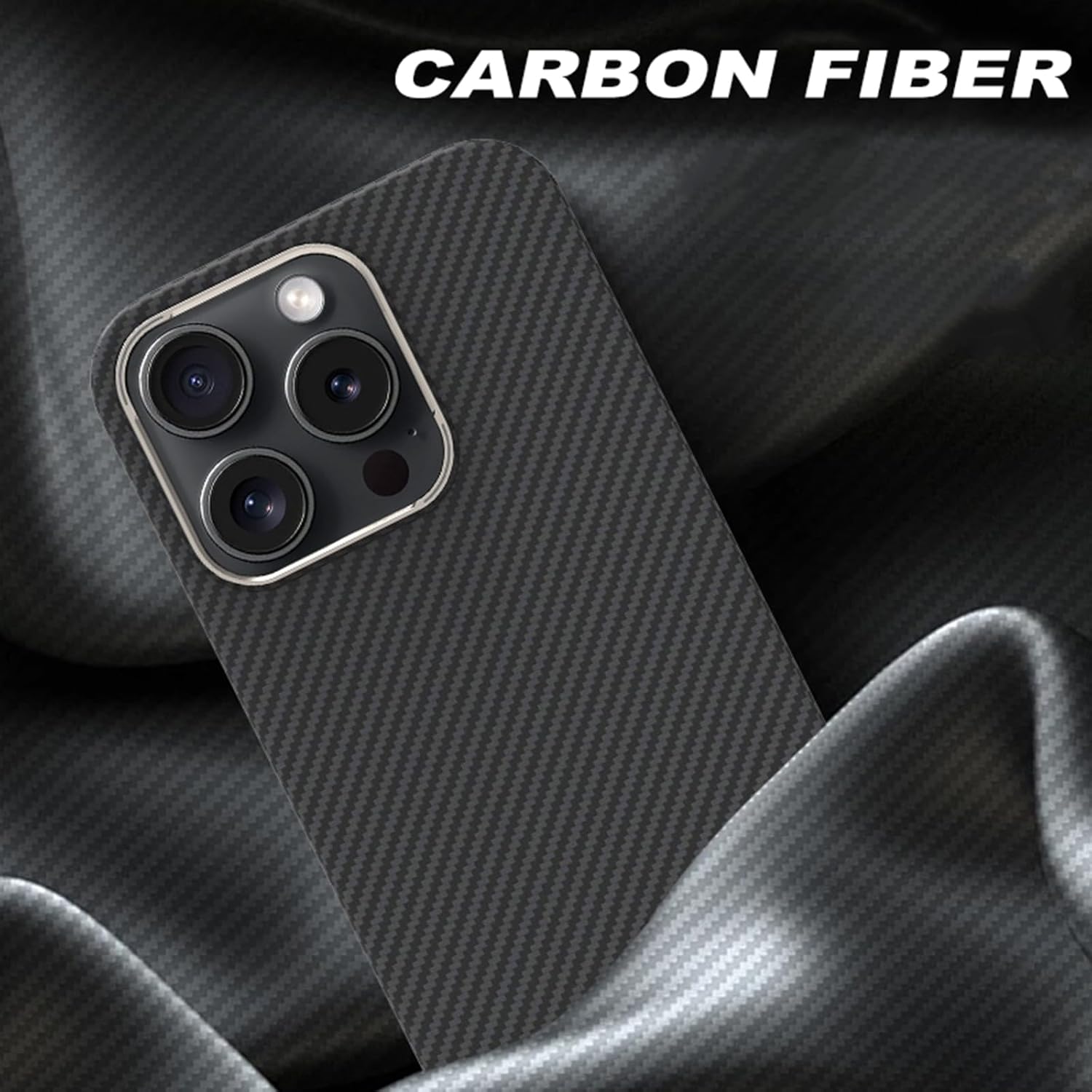 Magnetic Case for iPhone 16 Pro Max/16 Pro/16 Plus/16, Shockproof Carbon Fiber Case Aluminum Alloy Camera Protection Slim Cover