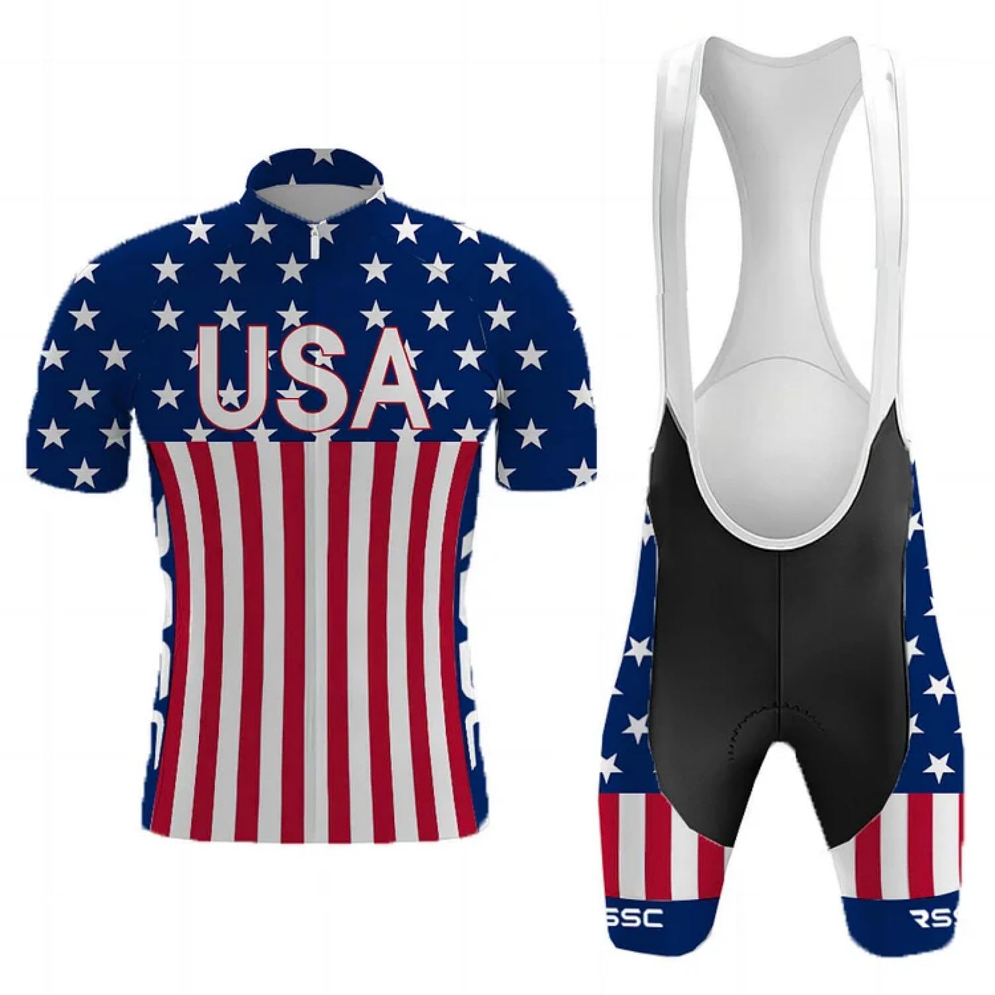 USA Cycling Jersey Men Bike Biking Set American Flag Road Bib Bicycle Shorts Clothing Set