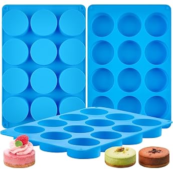 Pack of 3 Mini Silicone Muffin Moulds 12 Cups Cupcake Moulds Baking Moulds for Muffins Brownies Cakes Pudding and Cupcakes