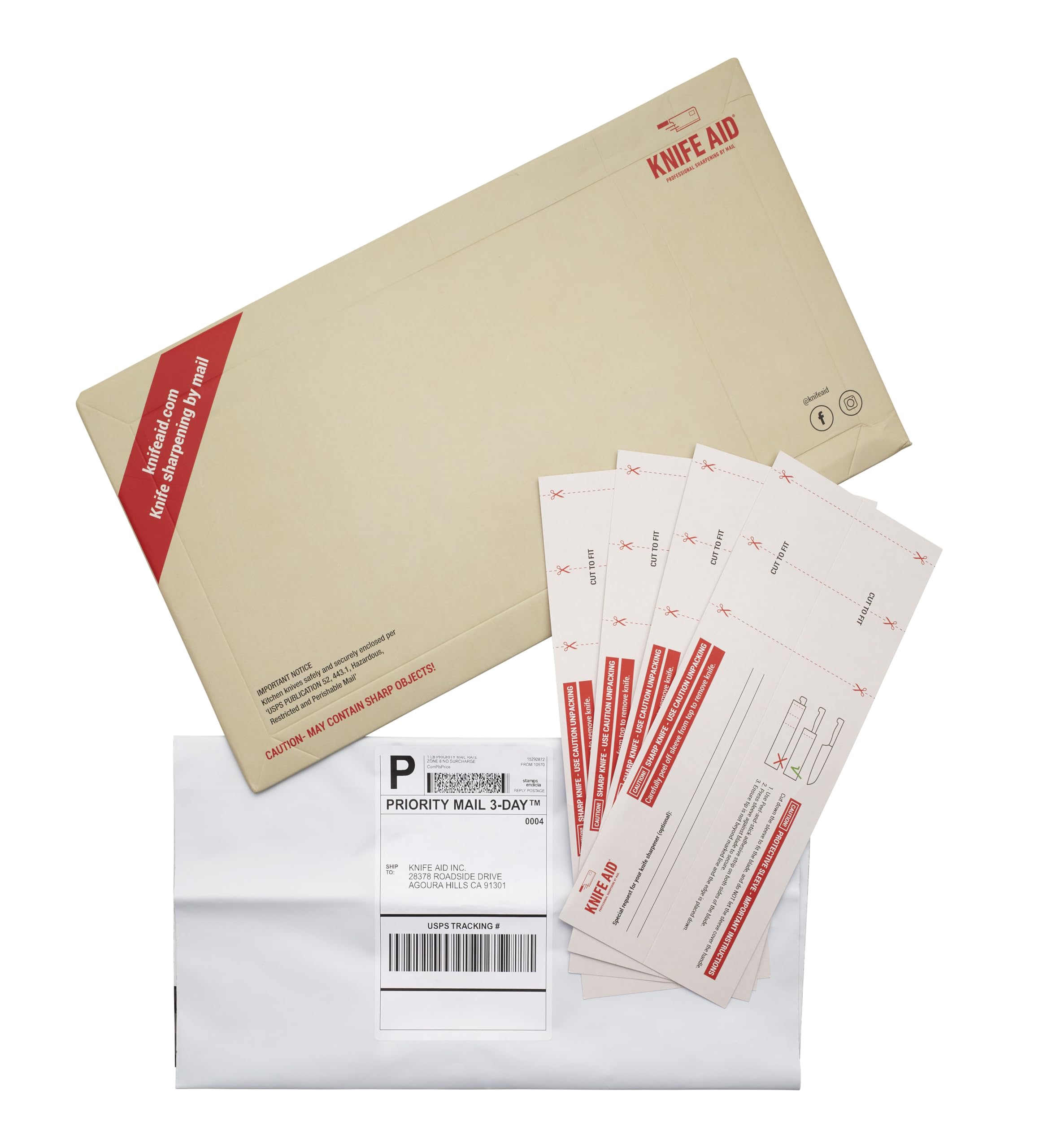 Knife Aid Professional Sharpening Service by Mail, 5 Knives