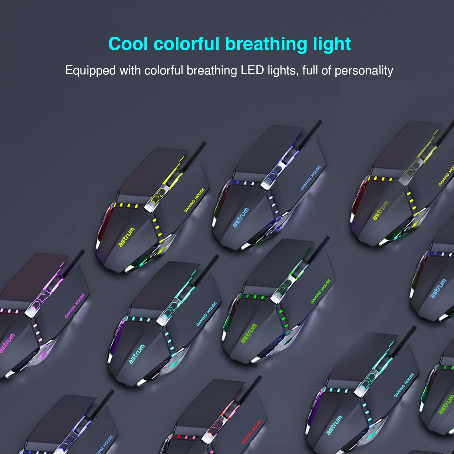 MG320 Gaming Mouse Wired, 8 Programmable Buttons, 7 Colour LED Light, 3200 DPI Adjustable, Comfortable Grip Ergonomic Optical PC Computer Gaming, Black