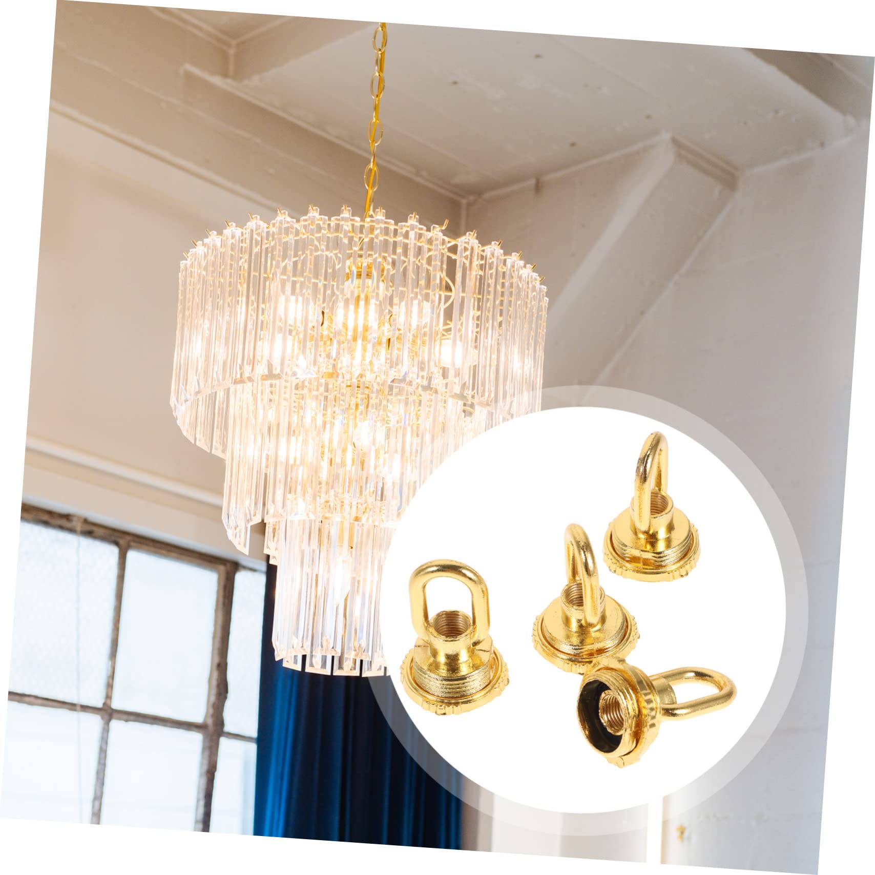 HOMSFOU Retro Lighting Accessories 4pcs Ceiling Hooks Thread Ring Shape Female Loop Holders for Chandeliers