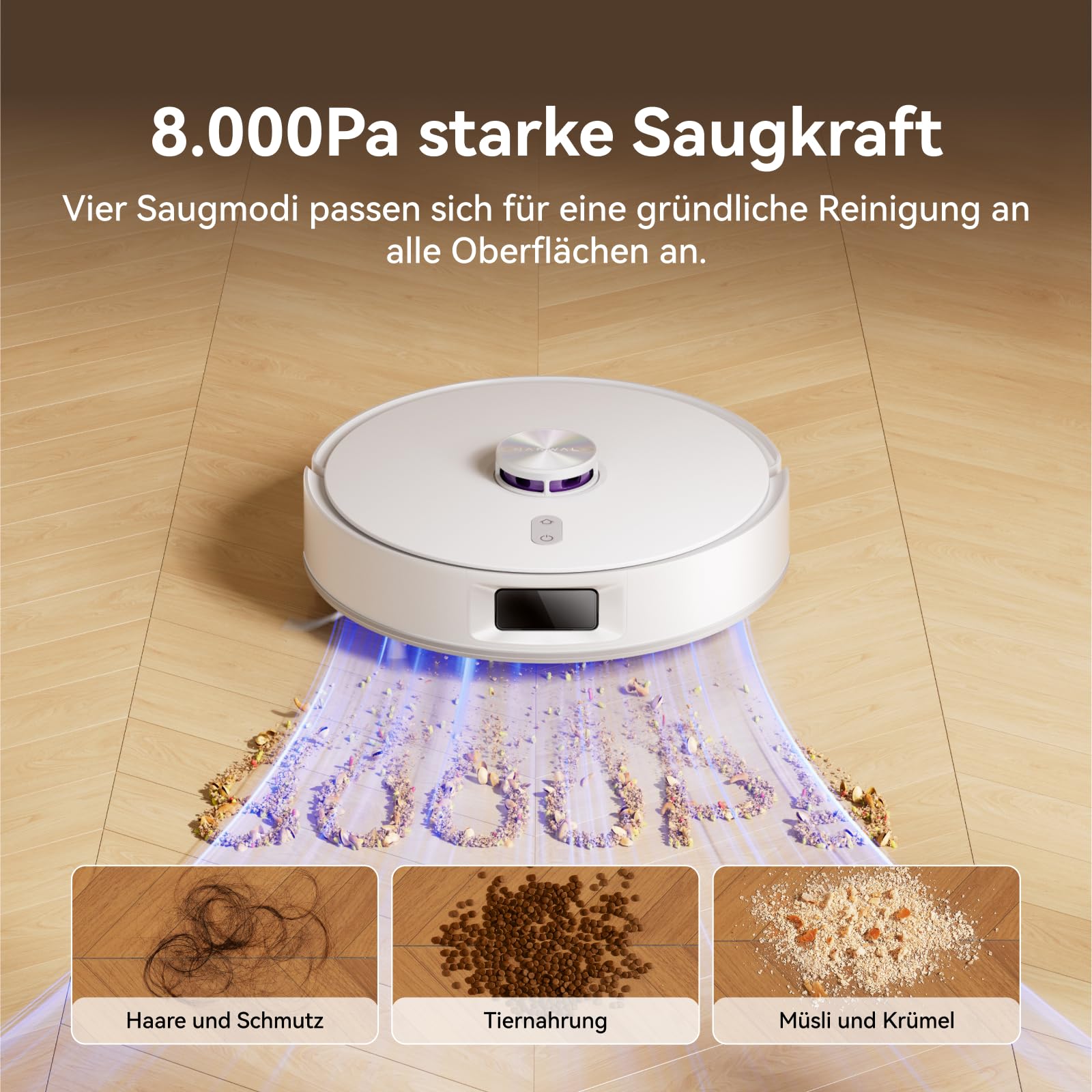 NARWAL Freo S Saugroboter mit Wischfunktion, 8000Pa, 8N Reinigungsdruck, Auto-Entstaubungsstation 3.5L, LDS-Lasernavigation und 3D Mapping