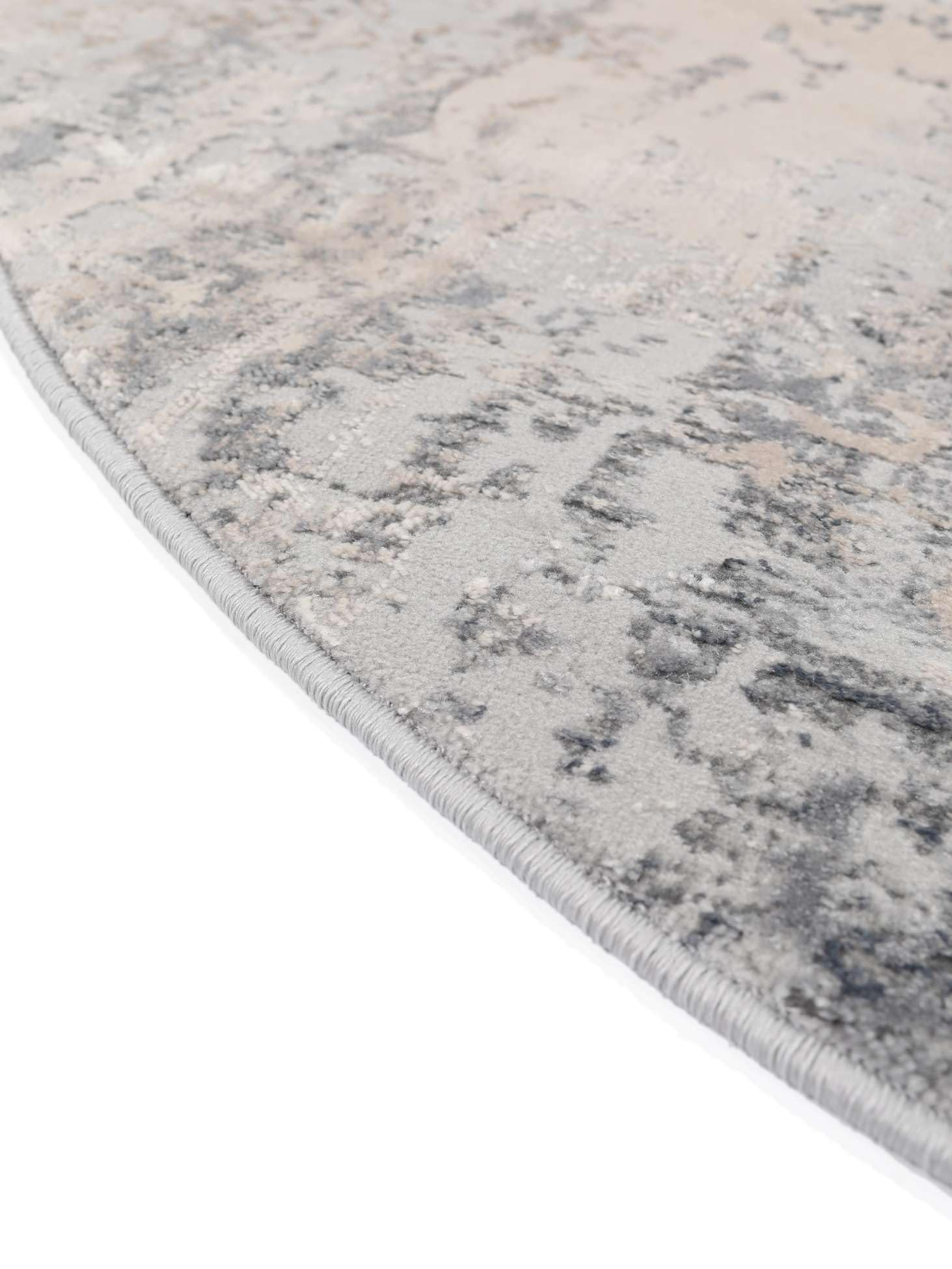 RugVista Ritz Tappeto, Ø 150 cm, Chiaro Grigio | Vintage, Rotonda, Pelo medio, Lavabile solo a secco, Oeko-Tex 100, Soggiorno, Sala da pranzo, Camera da letto, Cucina