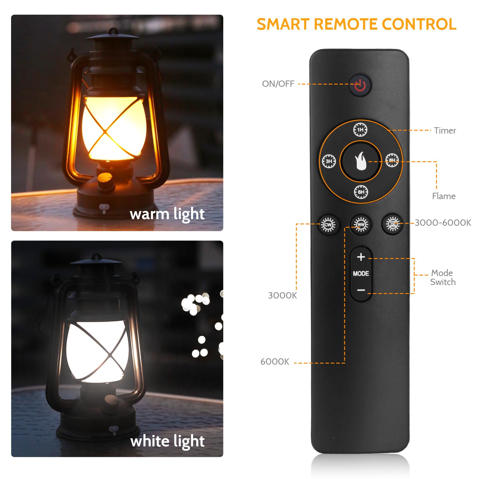 KINGLEAD LED Vintage Laternen, 4 Dimmbare Lichtmodi, Wasserdicht, Flammen Effekt, USB Wiederaufladbar, 2 Stück