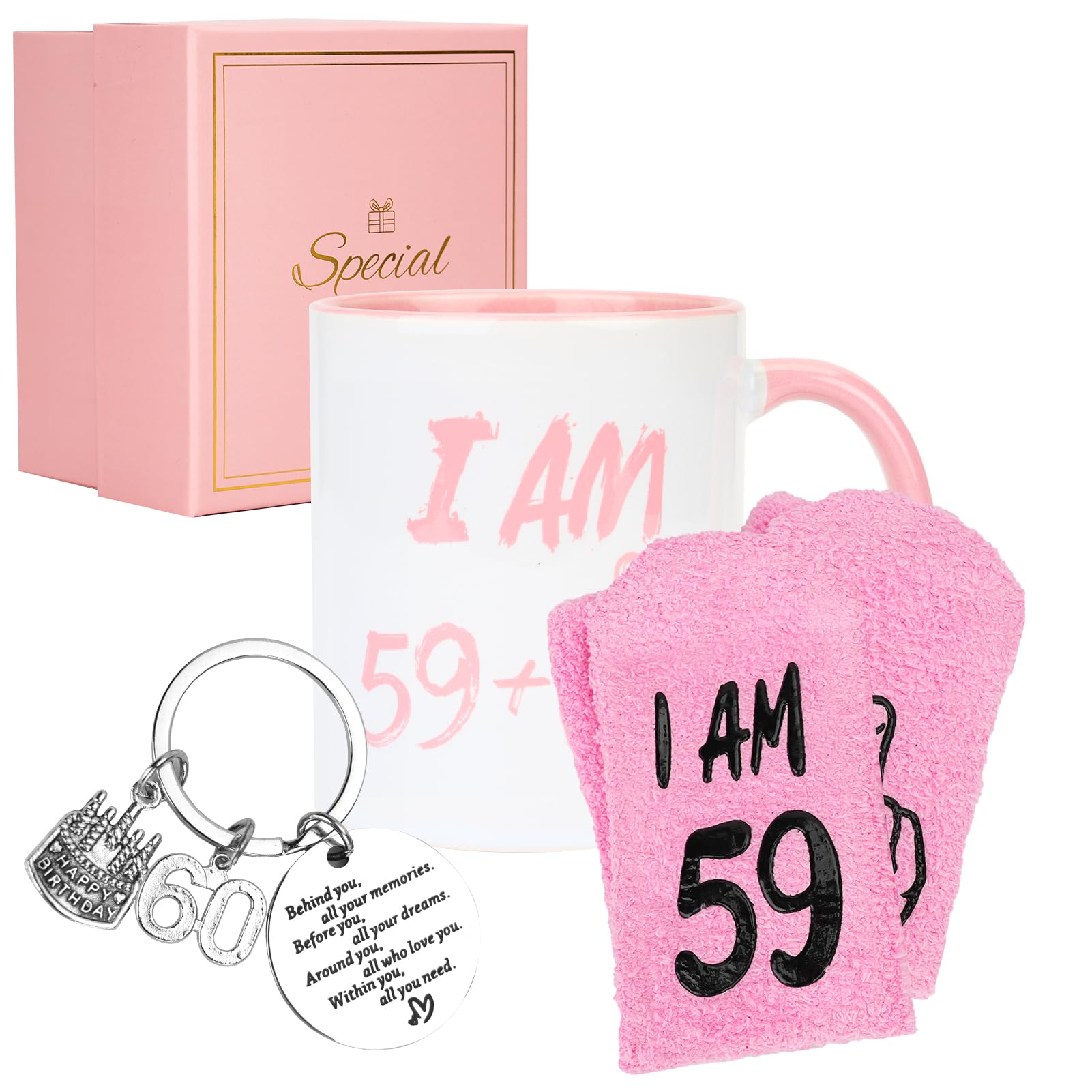 JOONYOEE Funny 60th Birthday Gifts for Women, 11 oz Coffee Mug Gifts Set for 60 Year Old Mum, Grandma, Sister, Best Friend, Wife, 60th Birthday Presents Ideas for Her, Ladies