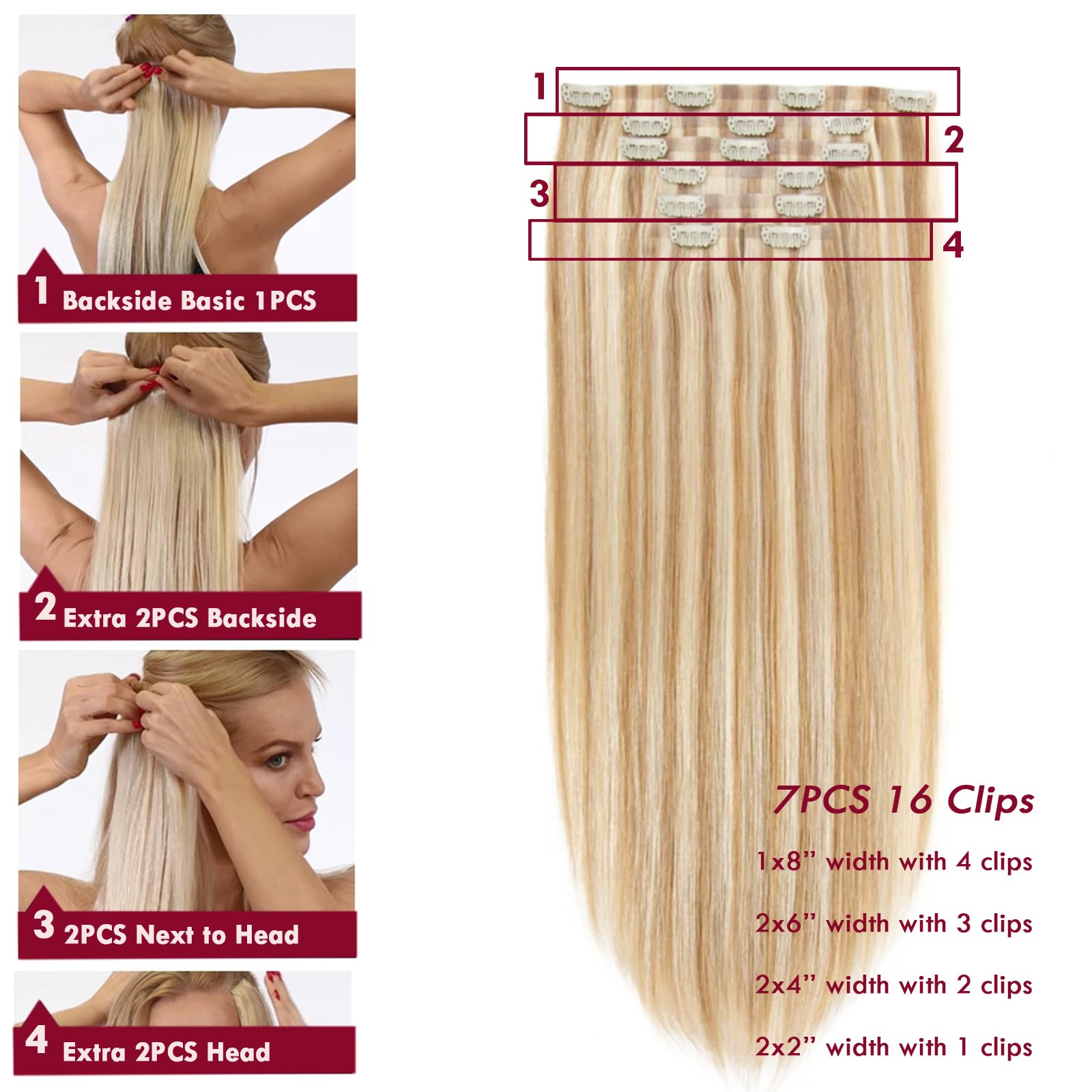 Amazon.com : Clip in Hair Extensions Real Human Hair Double  display picture 3