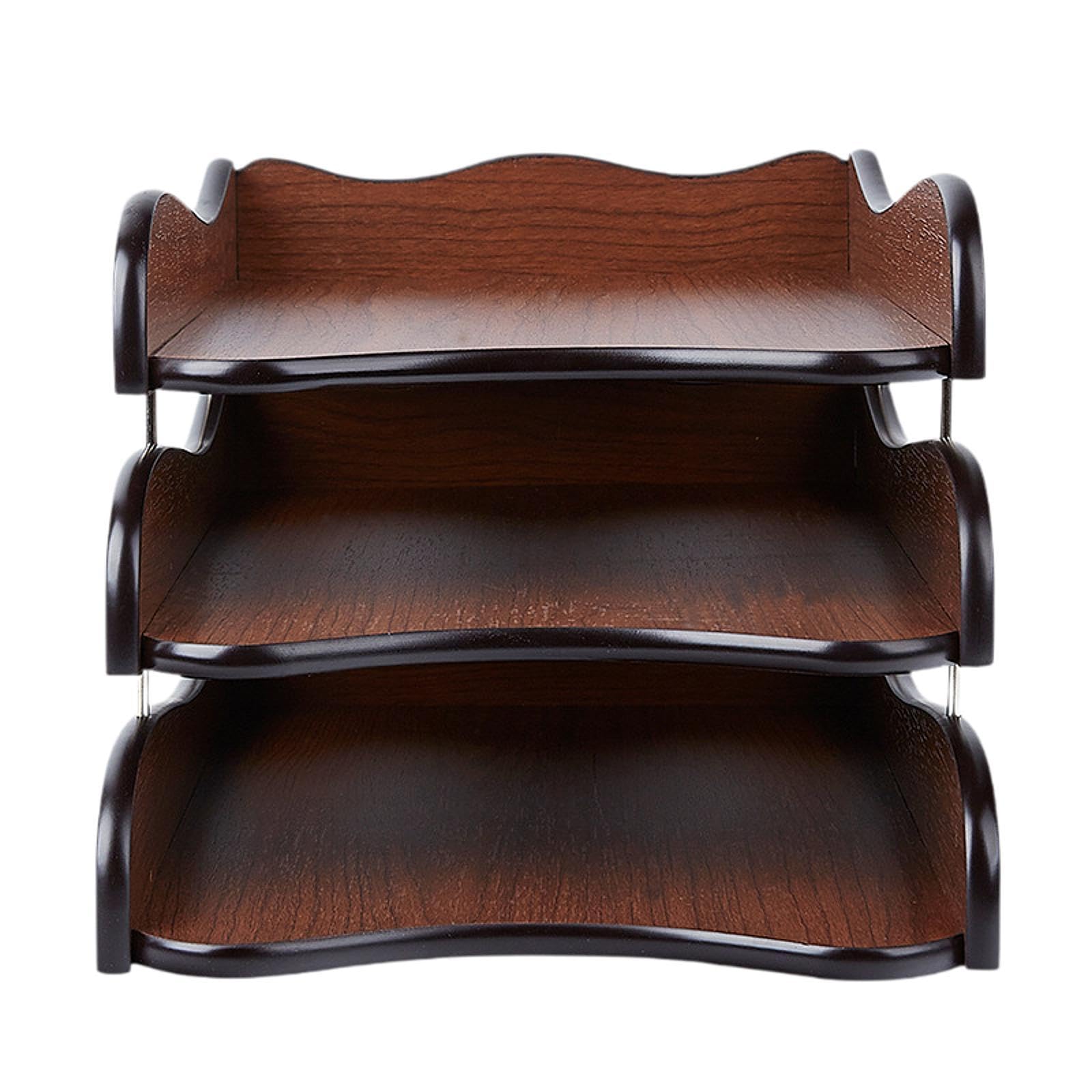 de Madera, Organizador de para Escritorio, Bandeja Apilable para Cartas, Estantes de Madera para Papelería de Oficina Y