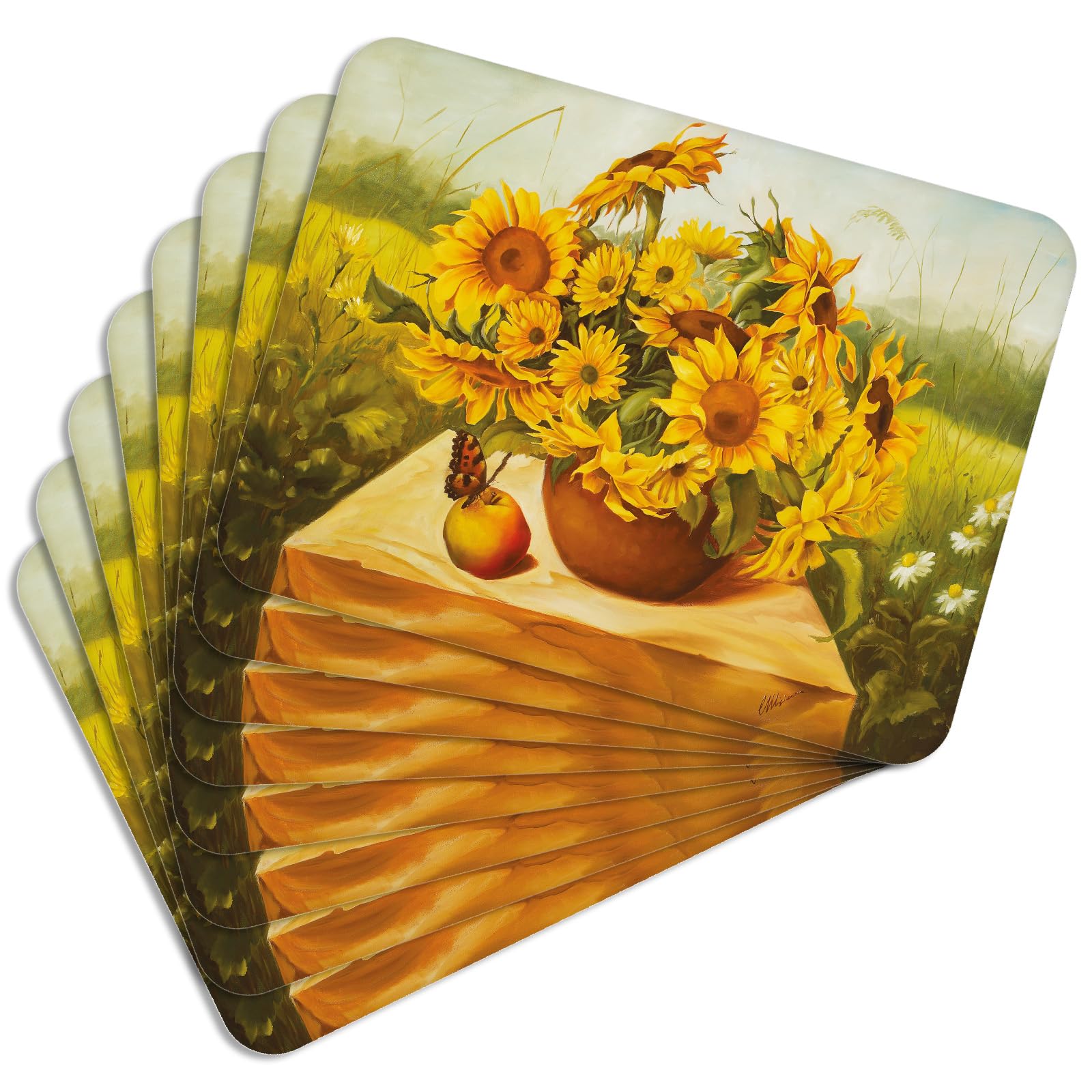 VELORA H&L Platzsets Kork - Tischsets 30 x 40 cm, Abwaschbar, rutschfest und Hitzebeständig bis 100°C, Dekorative Tischunterlagen für Küche und Esszimmer