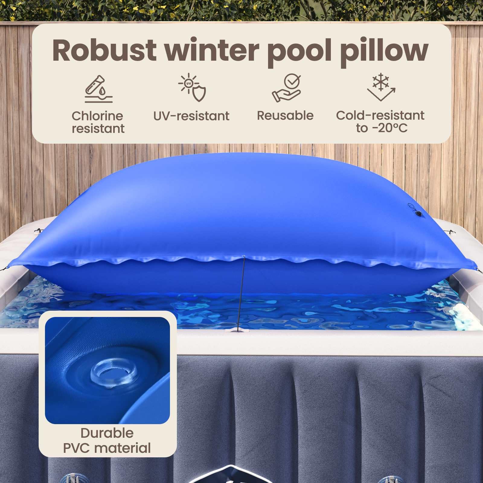 vidaXL Winter Pool Kissen Blau 380 x 180 x 140 cm PVC, Robustes, aufblasbares Poolkissen, UV-beständig, praktisches Zubehör, für die Pflege überirdischer Pools