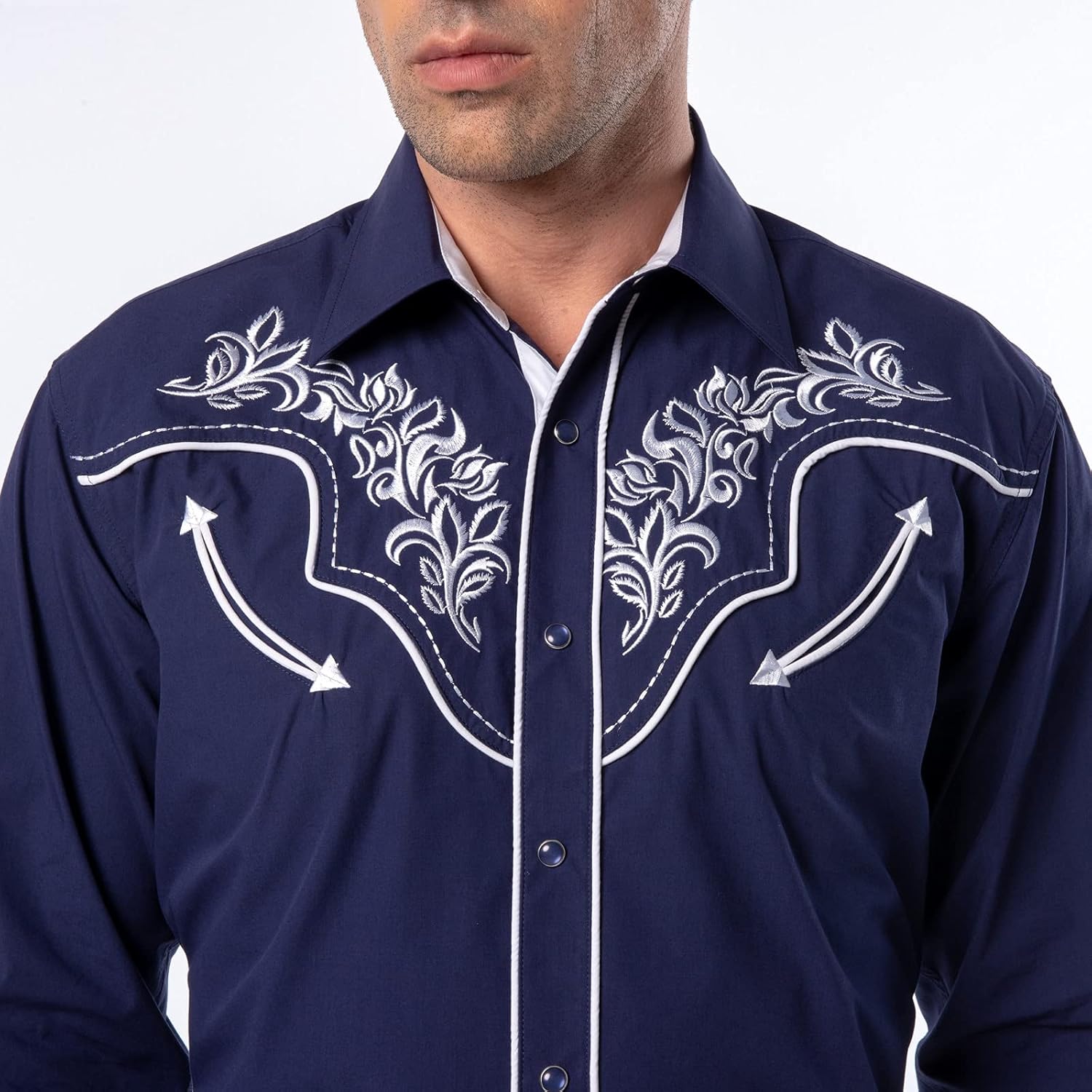 EL PIONERO Men's Western Cowboy Embroidered Shirt Long Sleeve Snap Button Shirt - Image 3