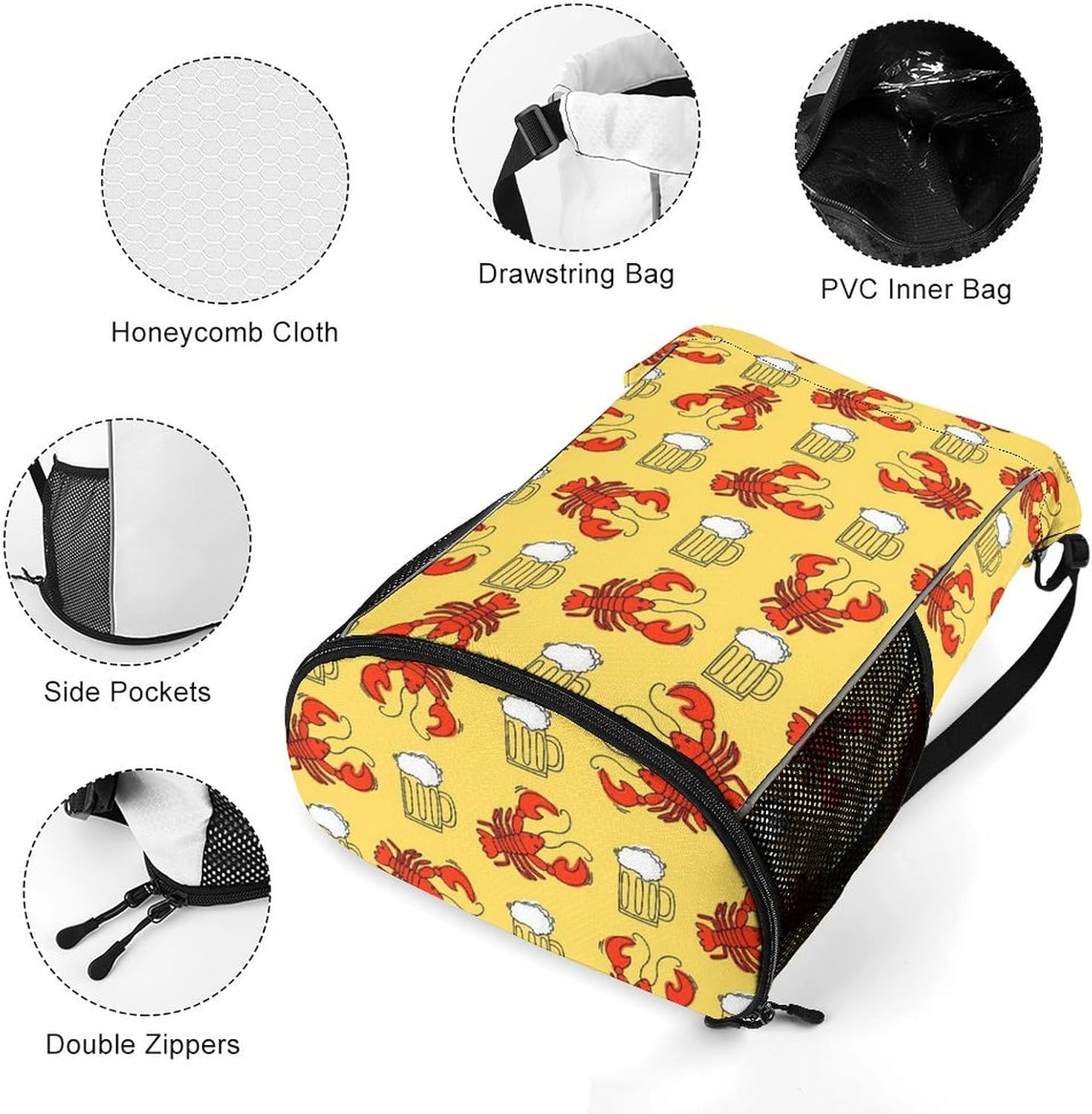 Beer and Crawfish Gym Bag Workout Gym Backpack with Shoe Compartment Sports Bags for Women Men