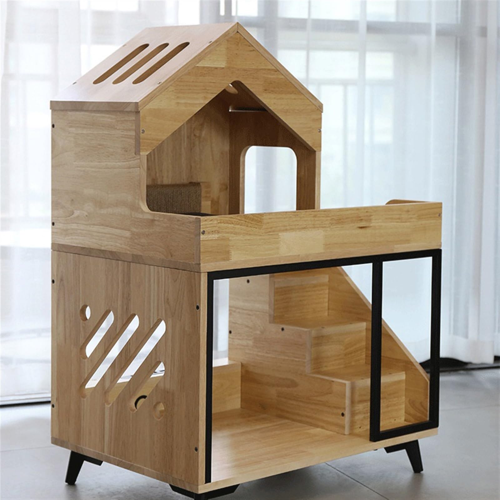 Casa del Gatto Portaoggetti in Legno Integrato for Gatti Cat Villa Cat Struttura da Arrampicata Gabbia per Gatti (Color : 2)