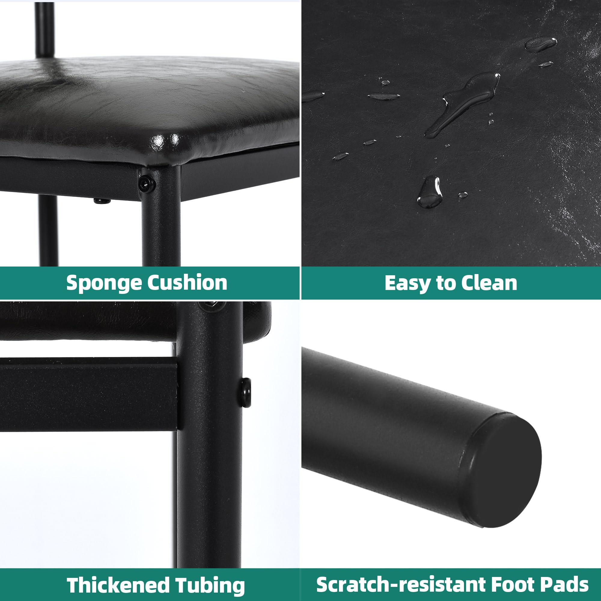 YITAHOME Barhocker Set von 2, Hochhocker mit gepolstertem Sitz und Rückenlehne, industrielle Barhocker für Küche/Esszimmer, Barstühle mit ergonomischem Fußstützen, schwarz