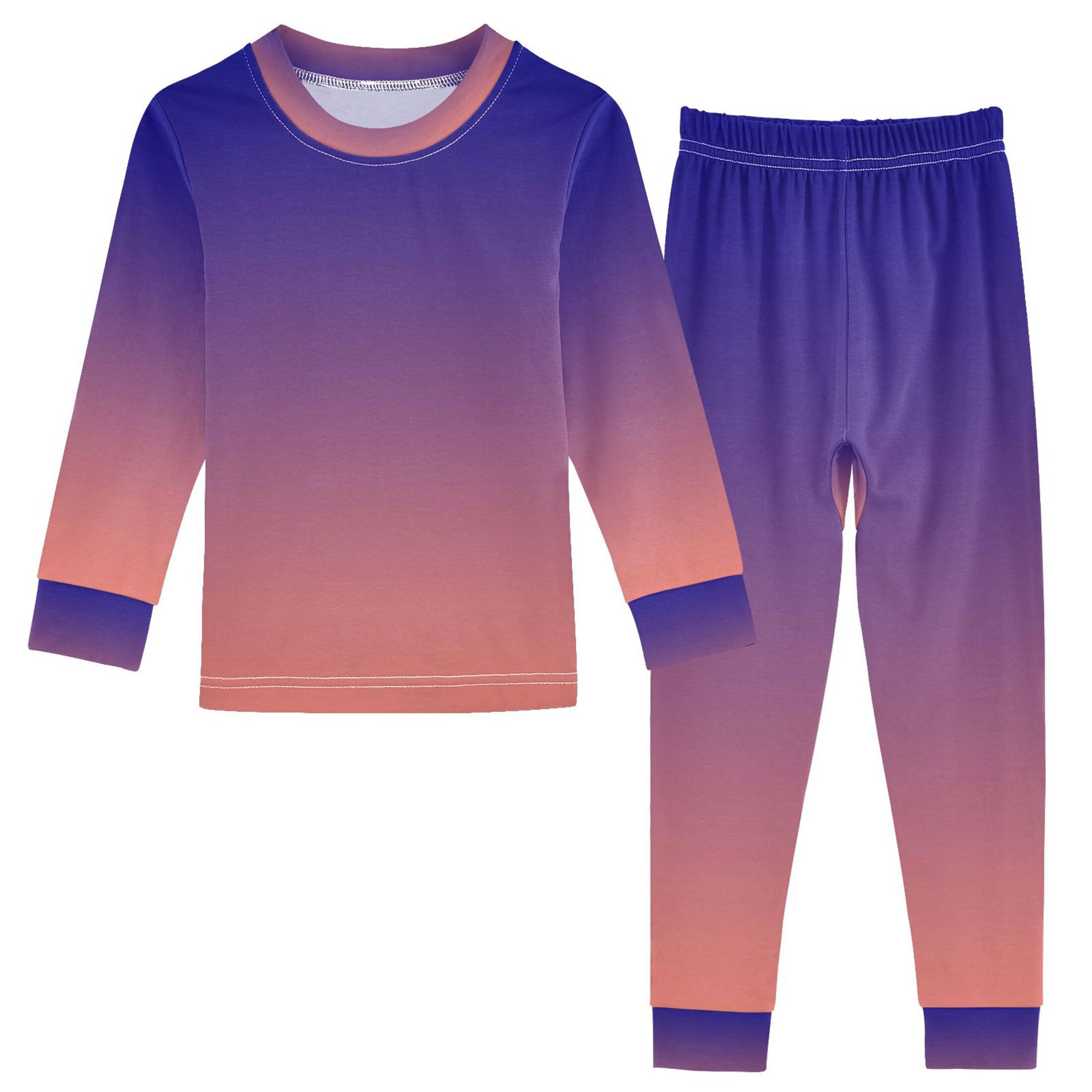 Dark Blue Pink Long Sleeve Pajamas Set Sleepwear Jammies 2pcs Set Pjs Dark Blue Pink 02