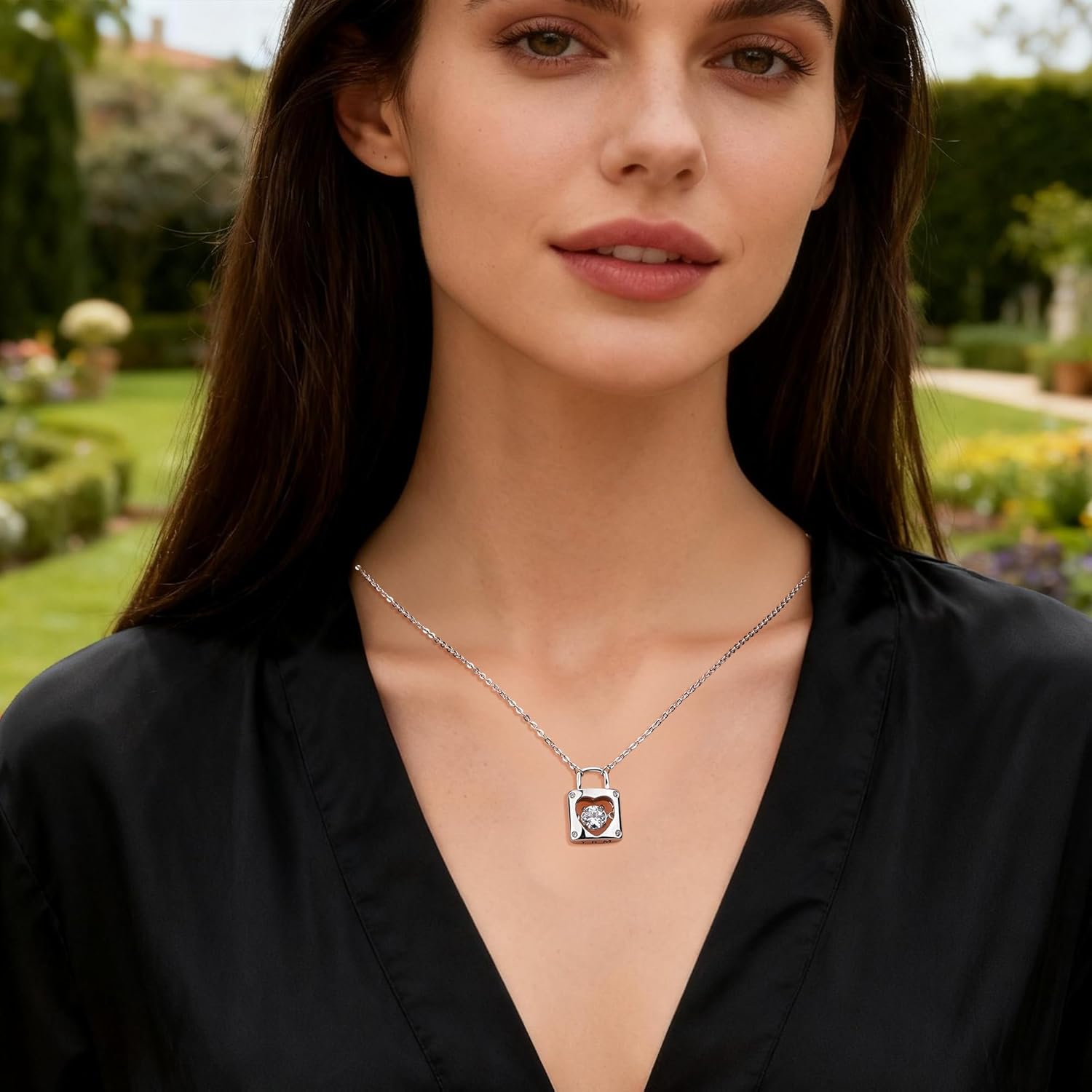 Sterling Silver Heart Lock Pendant Necklace – 'You Are Mine' Engraved, Lock Love Forever Symbolic Love Keepsake for Her Valentine's Day Anniversary Birthday Gift