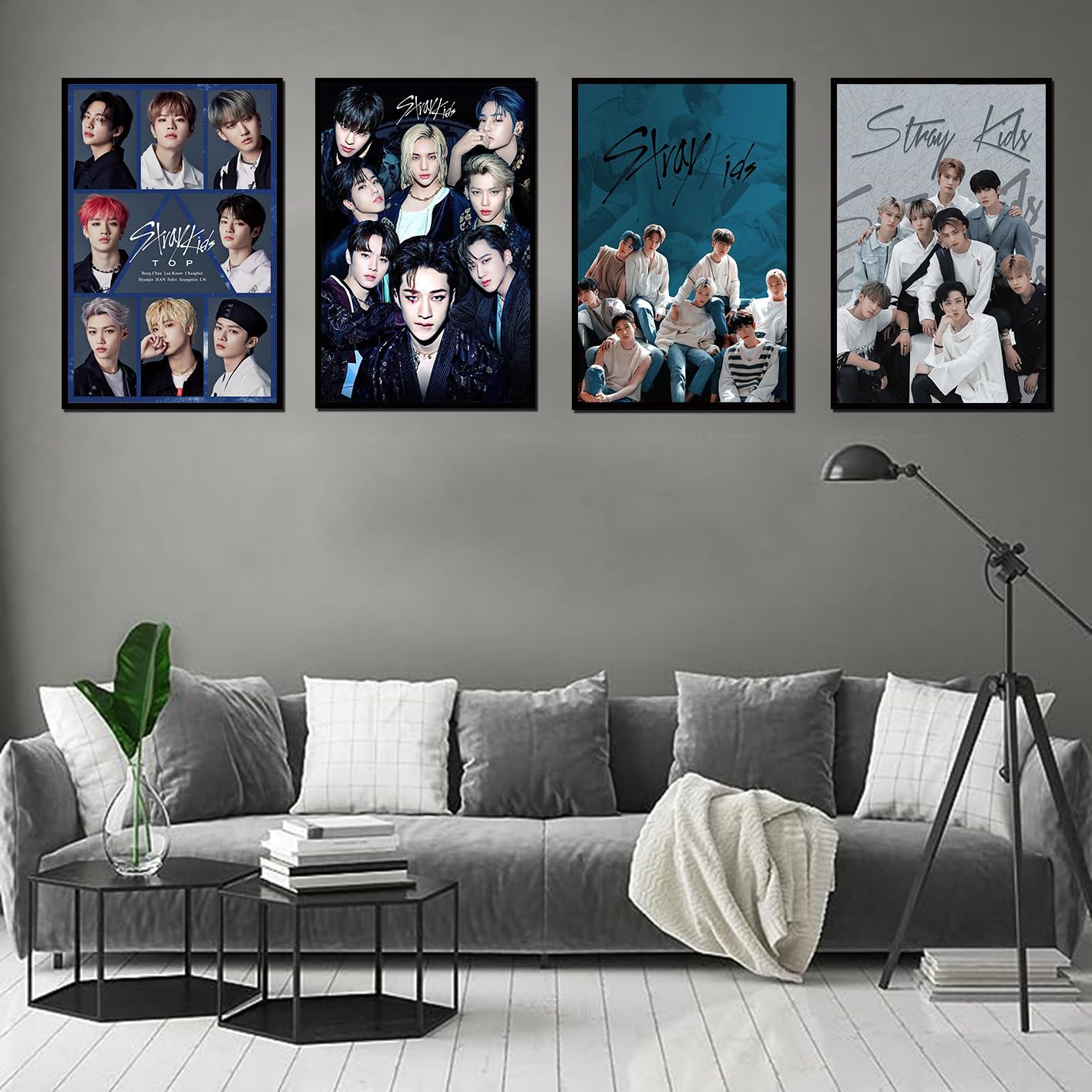Posters Toile Kpop Stray Kids - Lot De 4 Décorations Murales 20x30cm