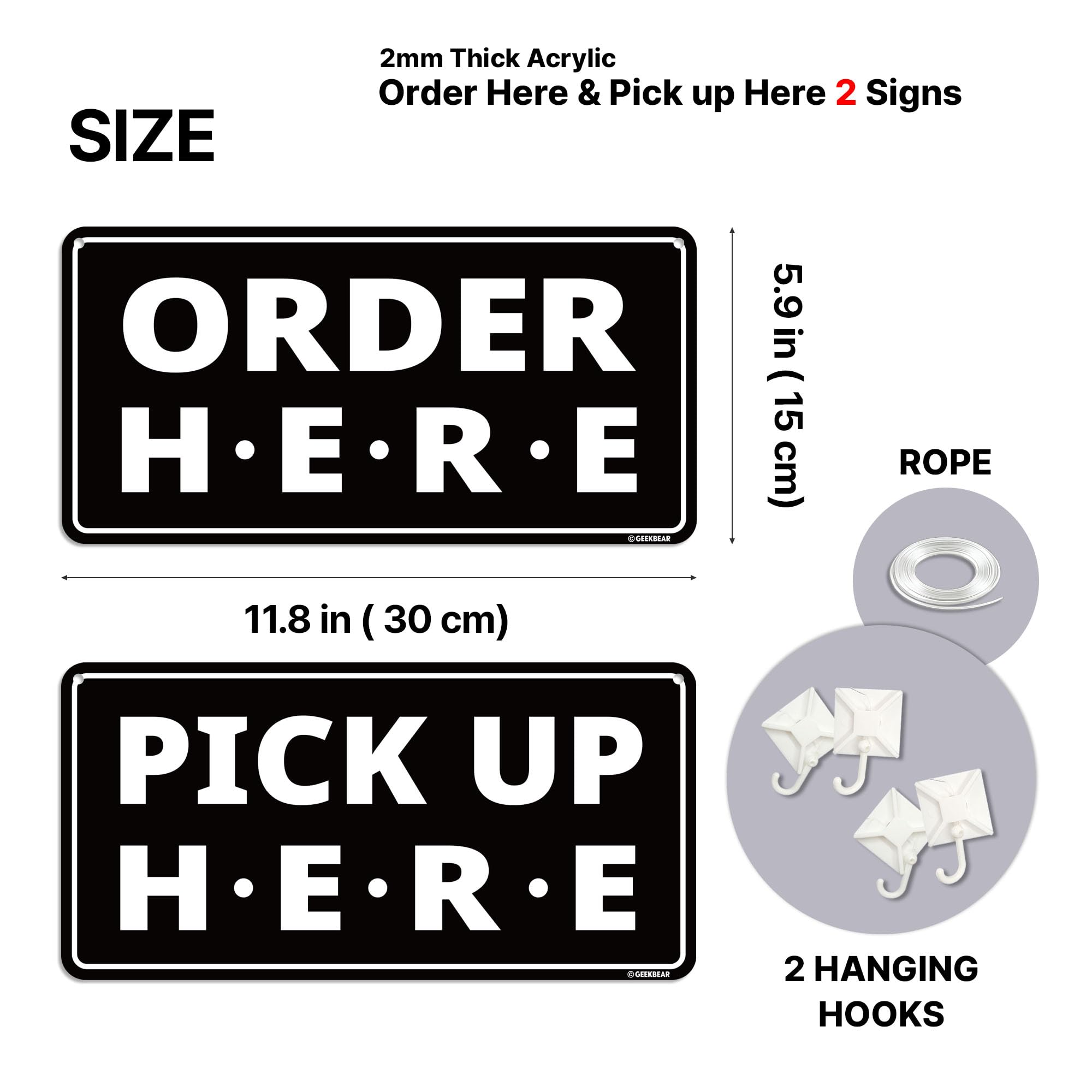 Amazon | Order Here Pick Up Here Sign (Black) | 店舗看板 | 文房具