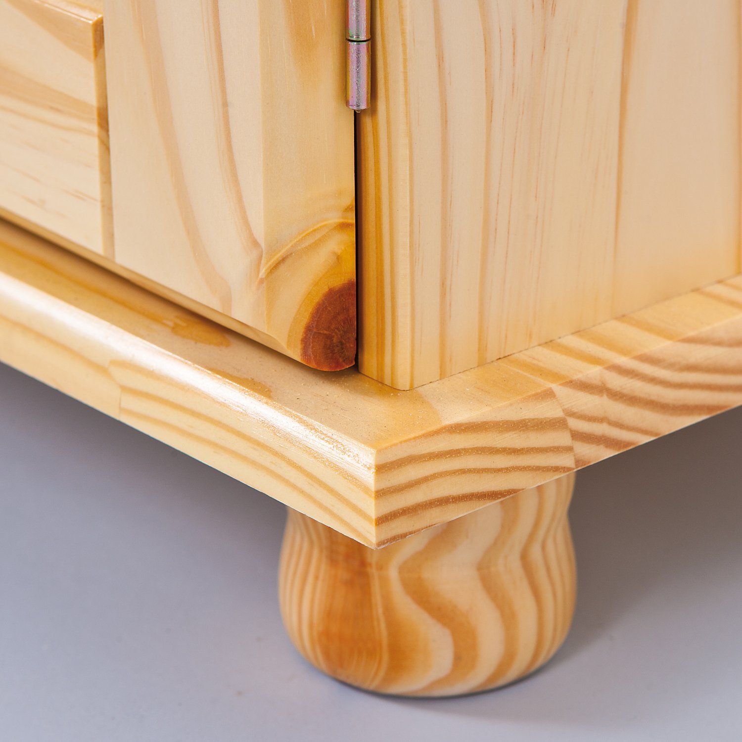 Inter Link – Vitrinenschrank - Küchenschrank - Geschirrschrank - Esszimmerschrank – Vitrine – Standvitrine - Landhausstil - Kiefer Massivholz – 2 Türig – Alicante - Natur lackiert