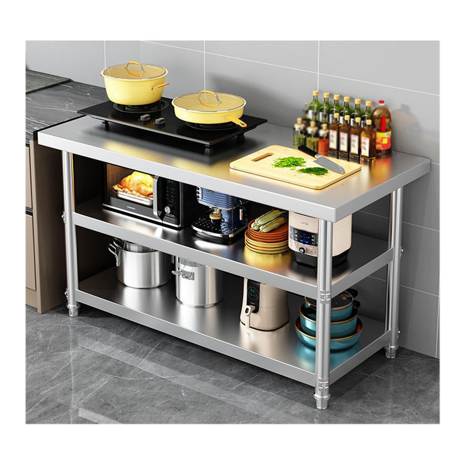 kitchen prep table, Adjustable Table Legs, Strong Load-bearing Capacity, Sturdy And Durable(100 * 40 * 80cm/39.3 * 15.7 * 31.5in)