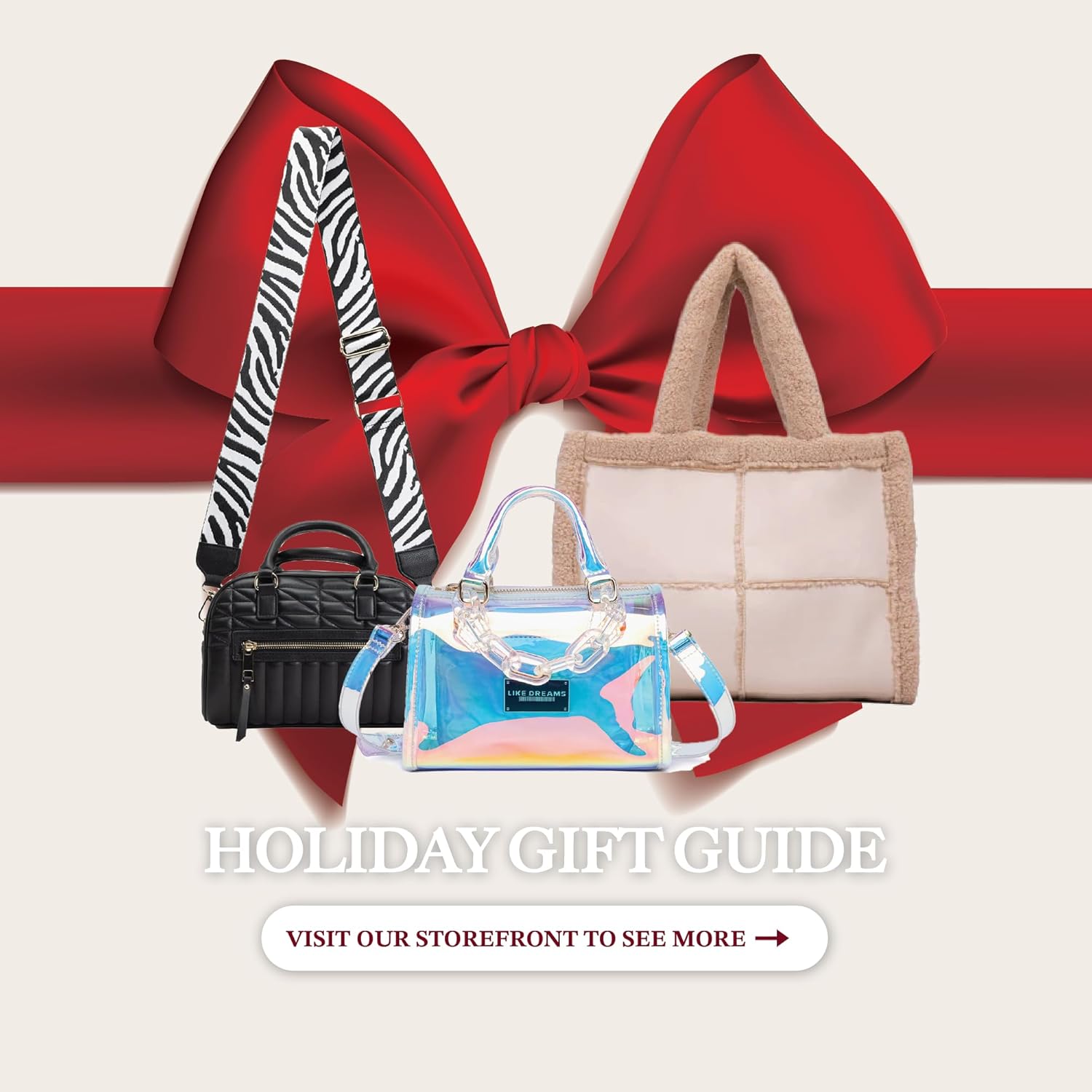 Like Dreams Large Sherpa Tote Bag, Inner Pocket Vegan Leather, Large Tote Hand bags for Women, Fashion Winter Purse - Image 4