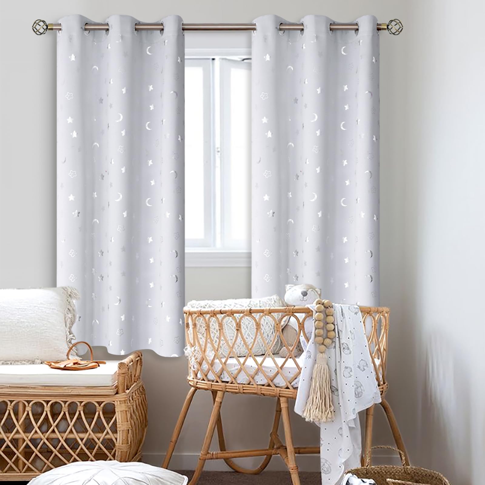 Childrens Curtains Stars Glow In The Dark Blackout Curtains Kids