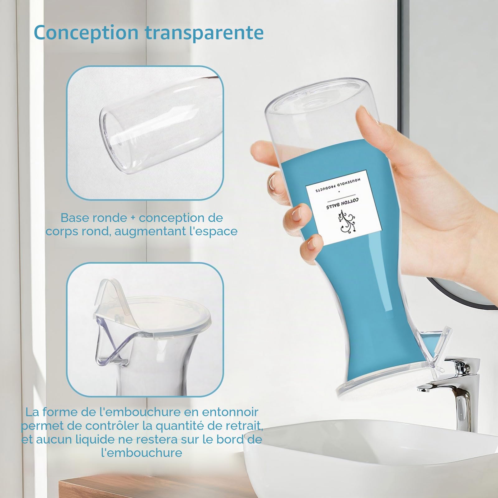 3 Pièces Distributeur Lessive Liquide, 568ml Distributeur de Lessive avec Couvercle et Étiquettes, Rangement Lessive Scellé en Plastique Réutilisable Laundry Detergent Dispenser pour Poudre