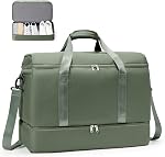 BJLFS Weekender Bag for Women Travel Duffel Bag with Shoes Compartment Lightweight Carry on Luggage Bag for Airplanes Overnight Duffle Bag Waterproof Beach Bag Sports Gym Tote Beige Brown